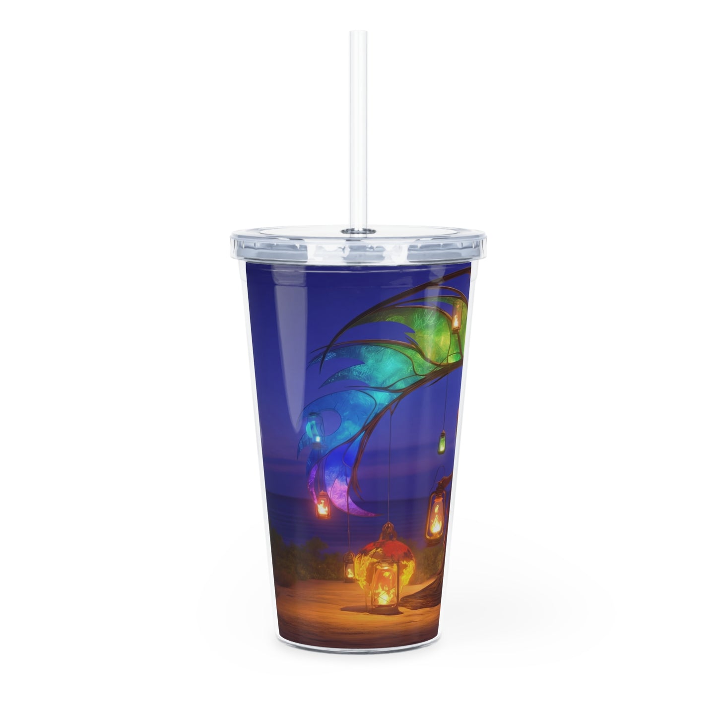Luminous Phoenix Arch Tumbler with Straw – Sunset Sanctuary at Sea