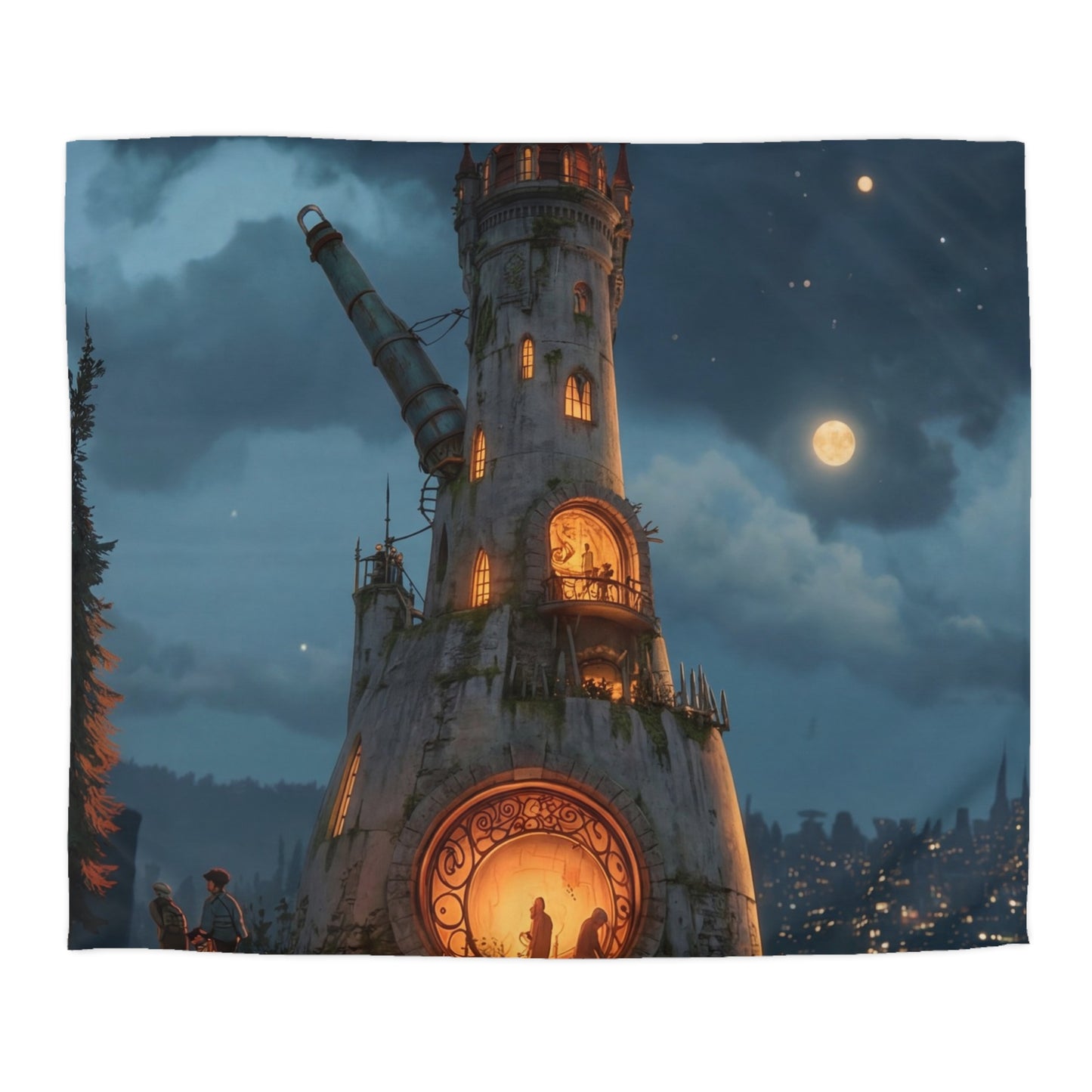 Starlit Observatory Duvet Cover – Whispers of the Cosmic Gate