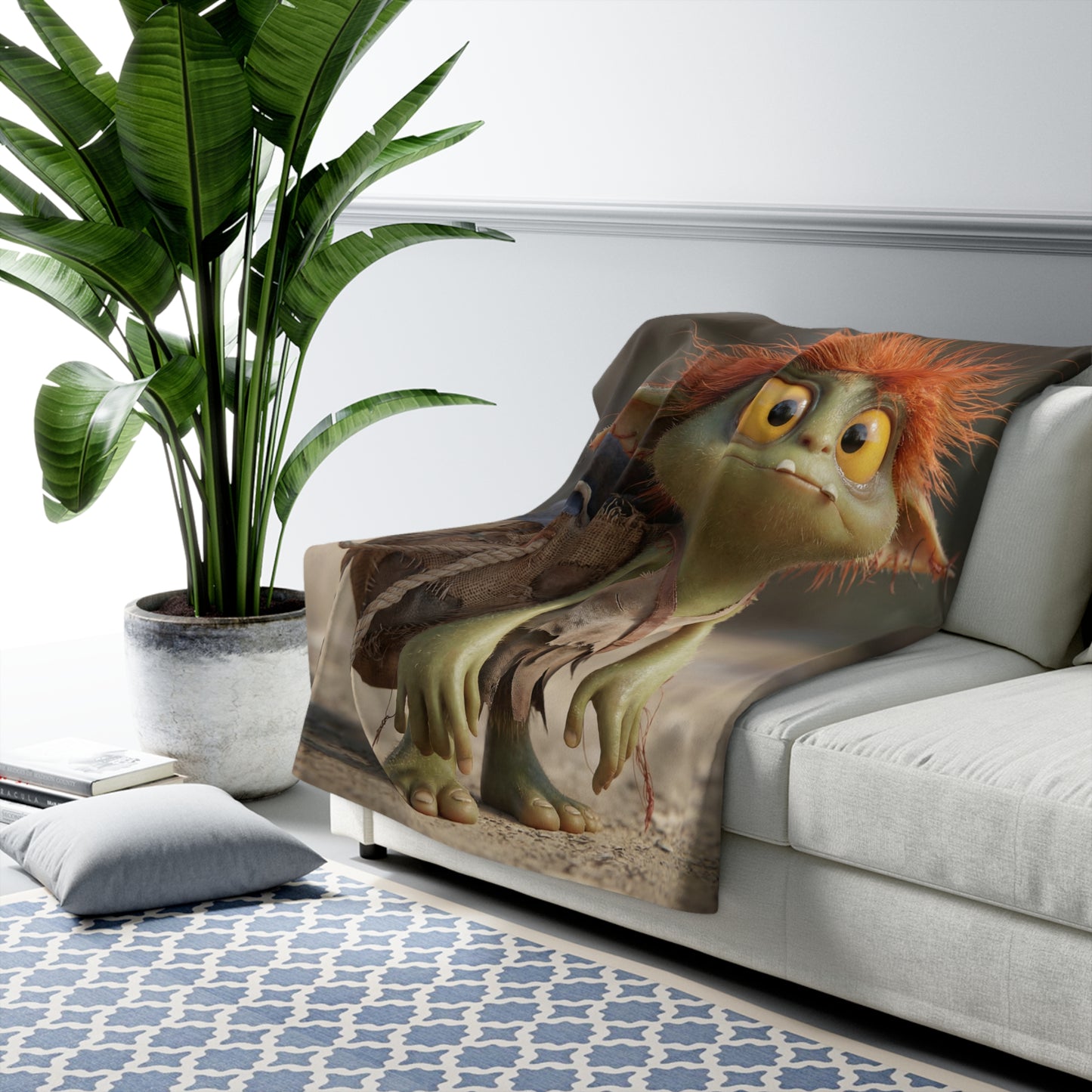 Tiny Goblin Explorer Sherpa Fleece Blanket – Dusty Path Wanderer
