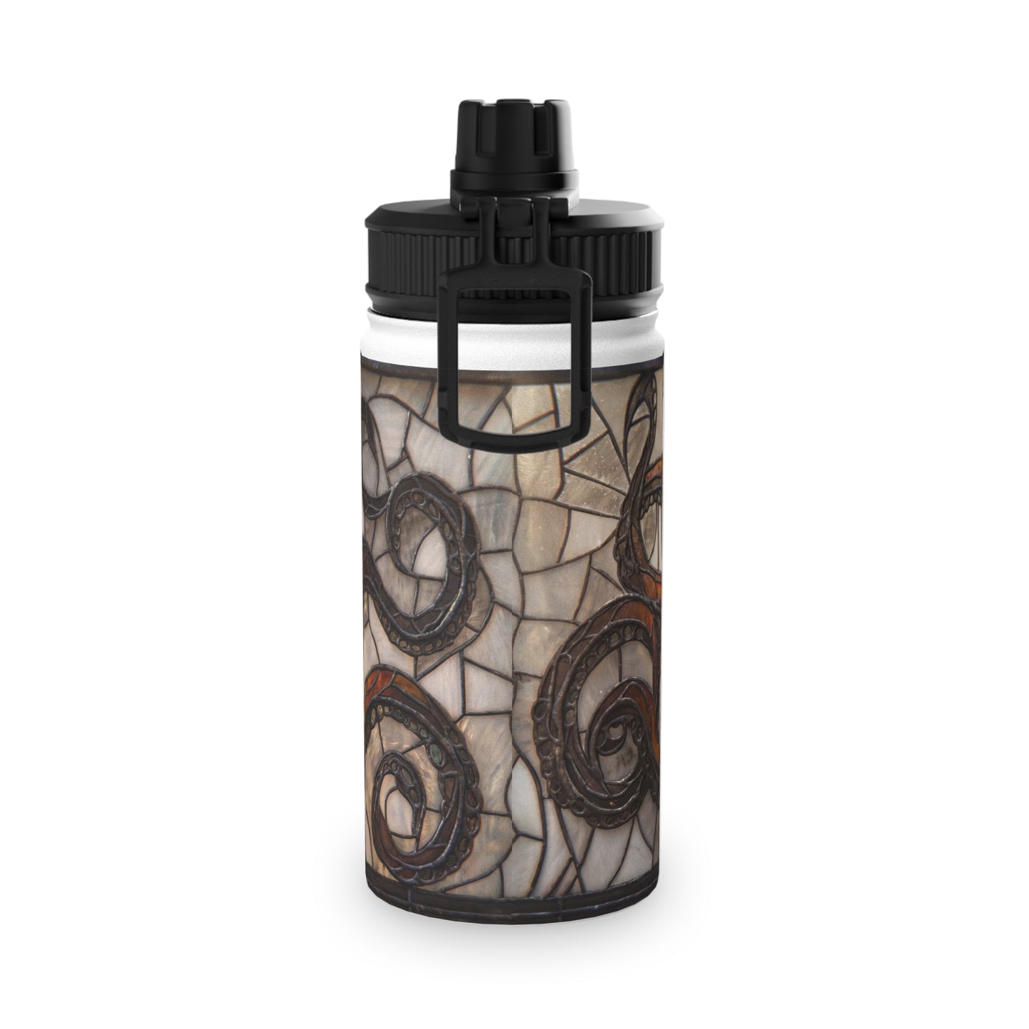 Stained Glass Octopus Water Bottle – Amber Tide Guardian with Iron Frame