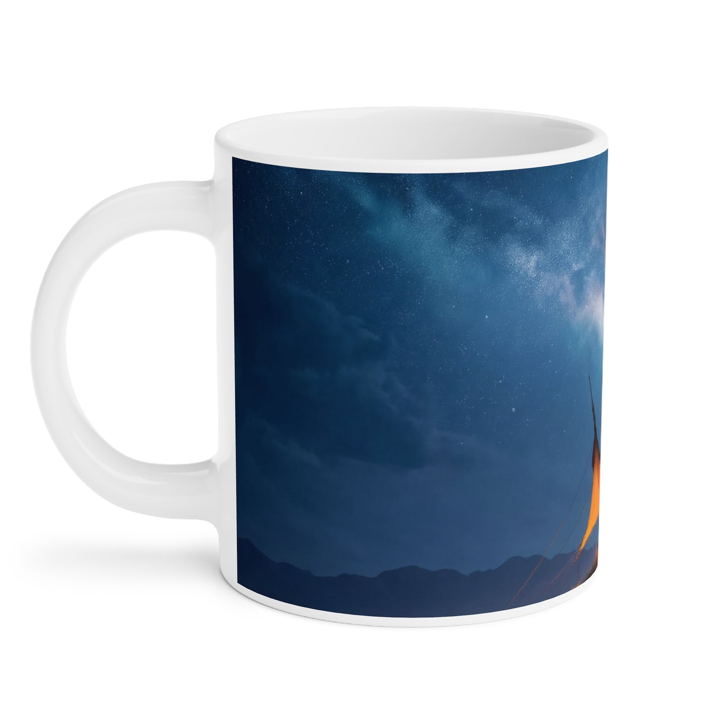 Starlit Nomad Tent Ceramic Mugs (11oz\15oz\20oz) – Milky Way Over Desert Hearth