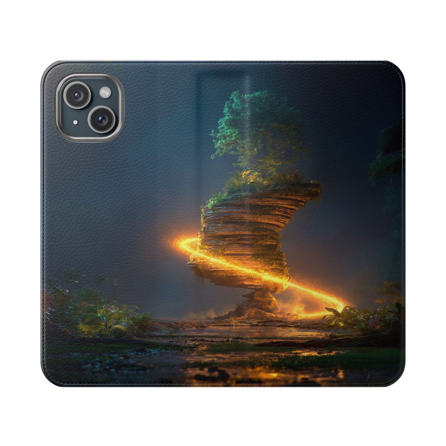 Luminous Floating Island Flip Cases – Amber Twilight Sanctuary