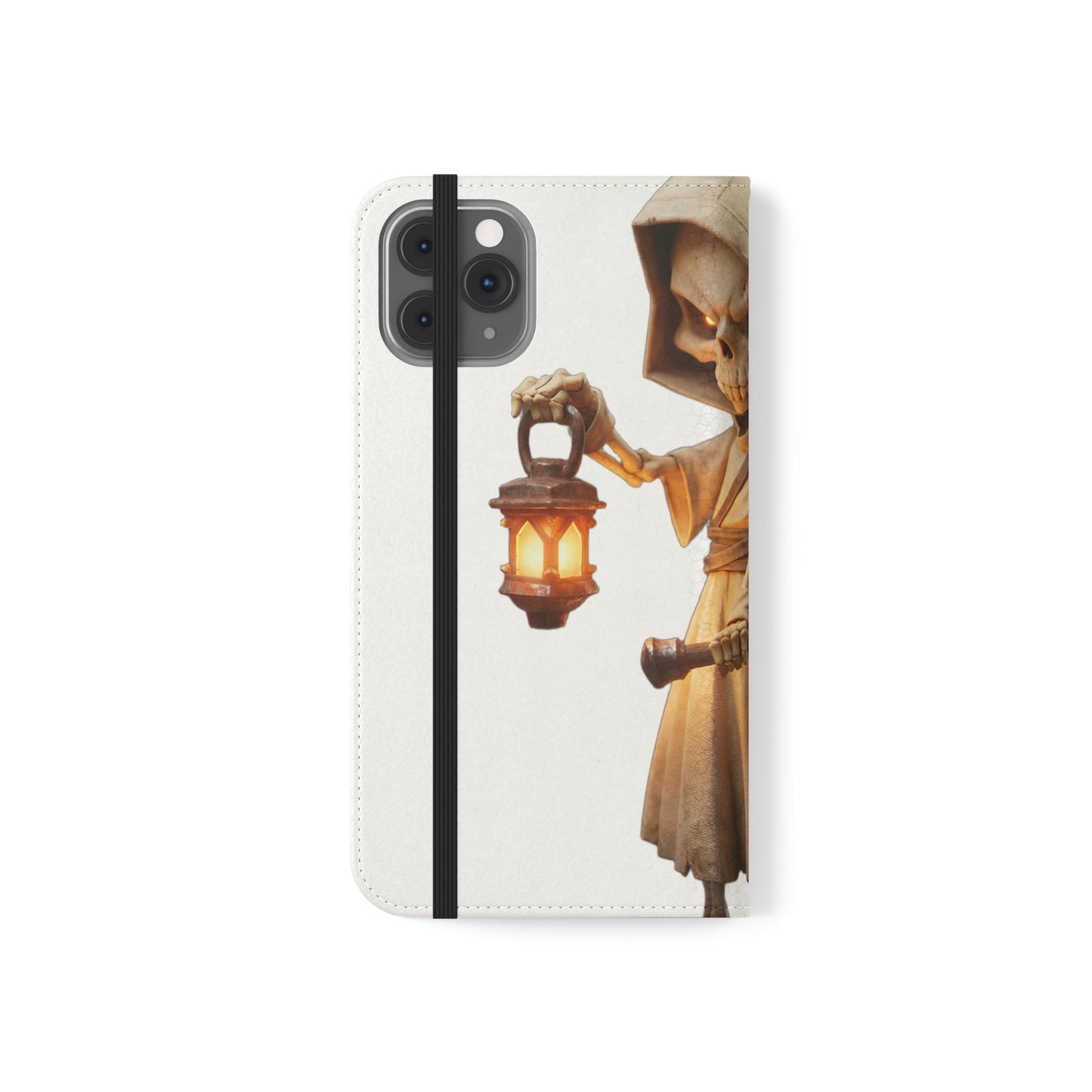 Lantern-Bearing Sentinel Flip Cases – Hooded Guardian with Scythe and Warm Glow