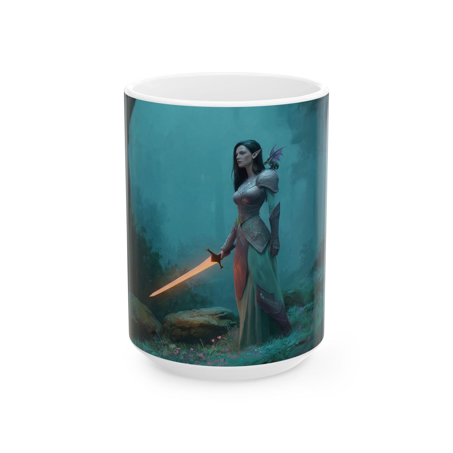 Elven Sentinel Ceramic Mug – Twilight Forest Guardian