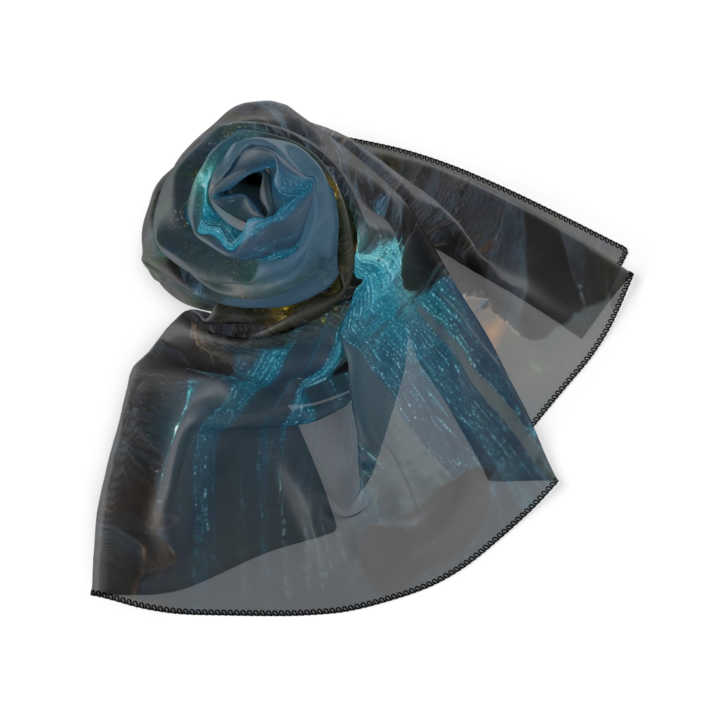 Celestial Waters Poly Scarf – Whispering Forest Light Dreamscape