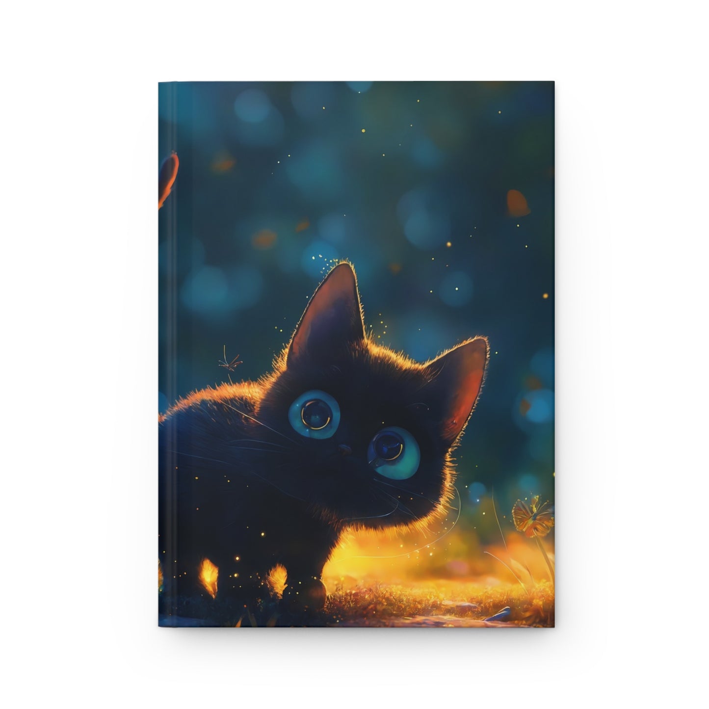 Midnight Whisker Journal Matte – Curious Feline in Enchanted Glow