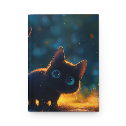 Midnight Whisker Journal Matte – Curious Feline in Enchanted Glow