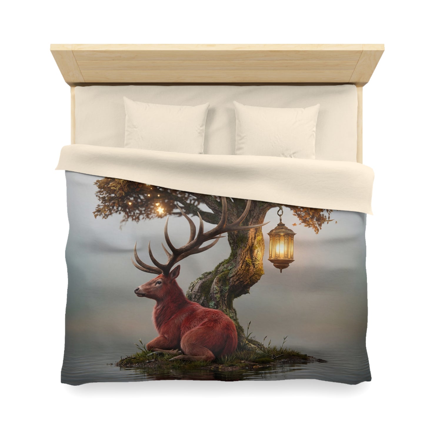 Starlit Stag Microfiber Duvet Cover – Whispering Woods Sanctuary