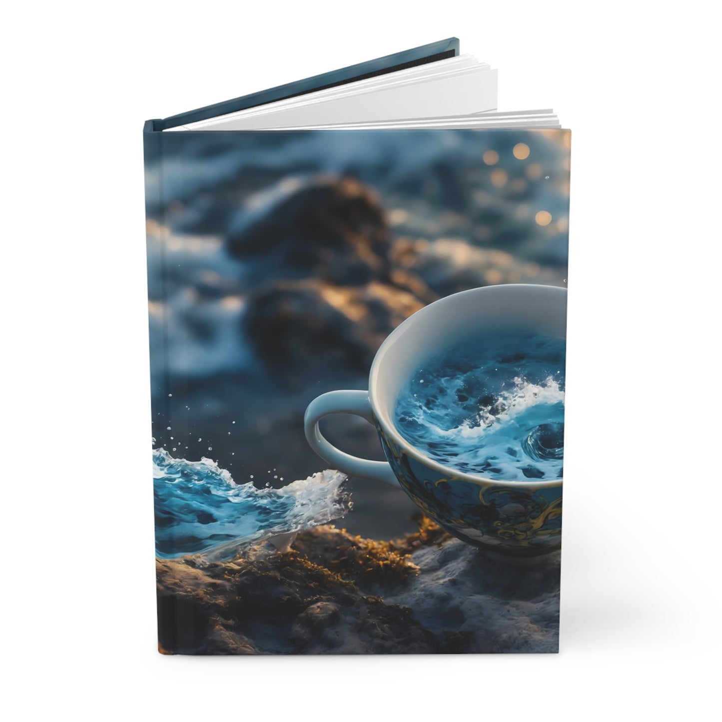 Ocean Wave in Cup Hardcover Journal Matte – Where Sea Meets Stillness
