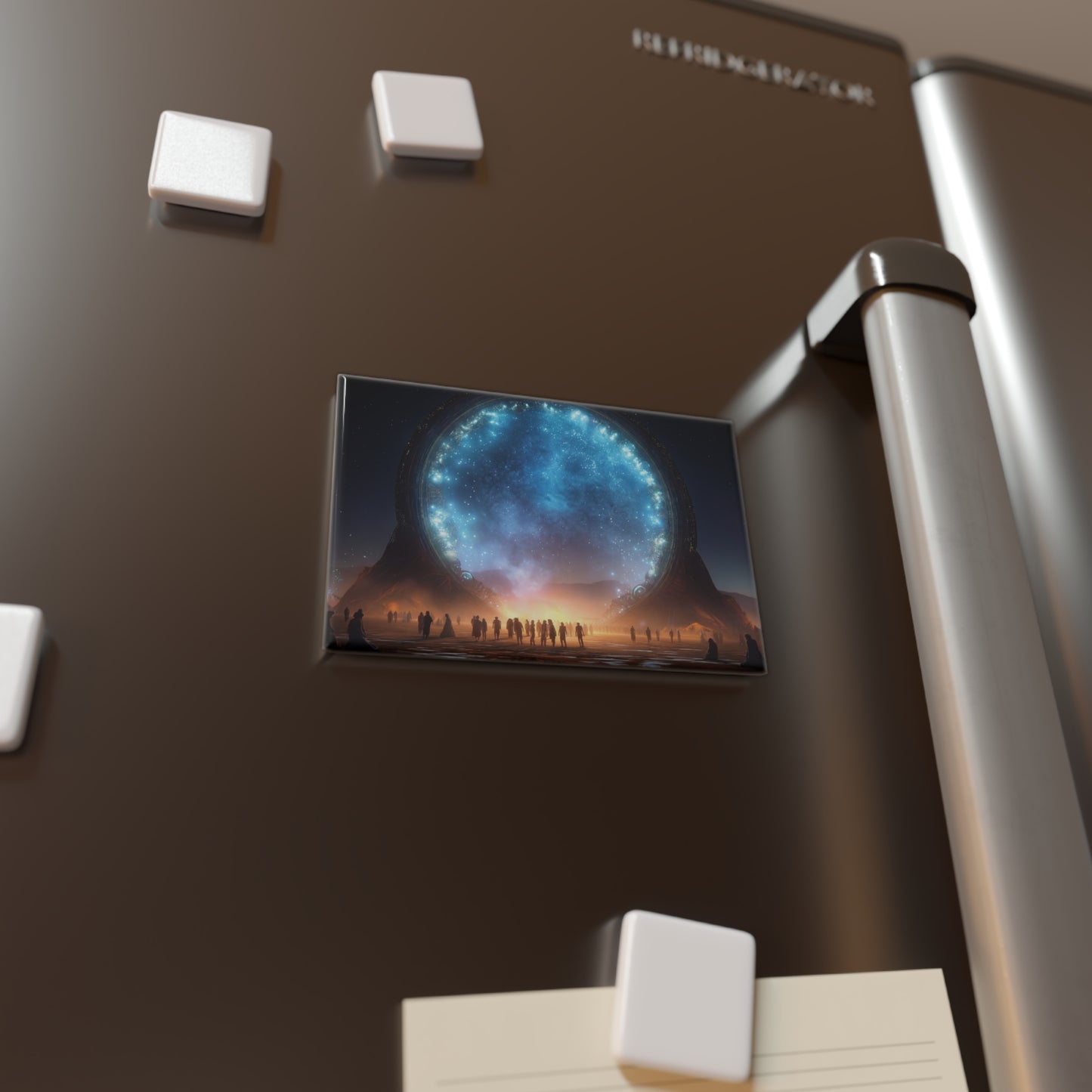 Cosmic Portal Button Magnet, Rectangle (1 & 10 pcs) – Celestial Gateway Under Starlit Skies