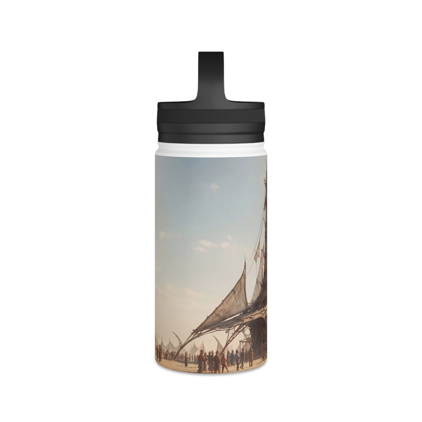 Desert Sky Temple Stainless Steel Water Bottle, Handle Lid – Golden Sails of the Dust Horizon