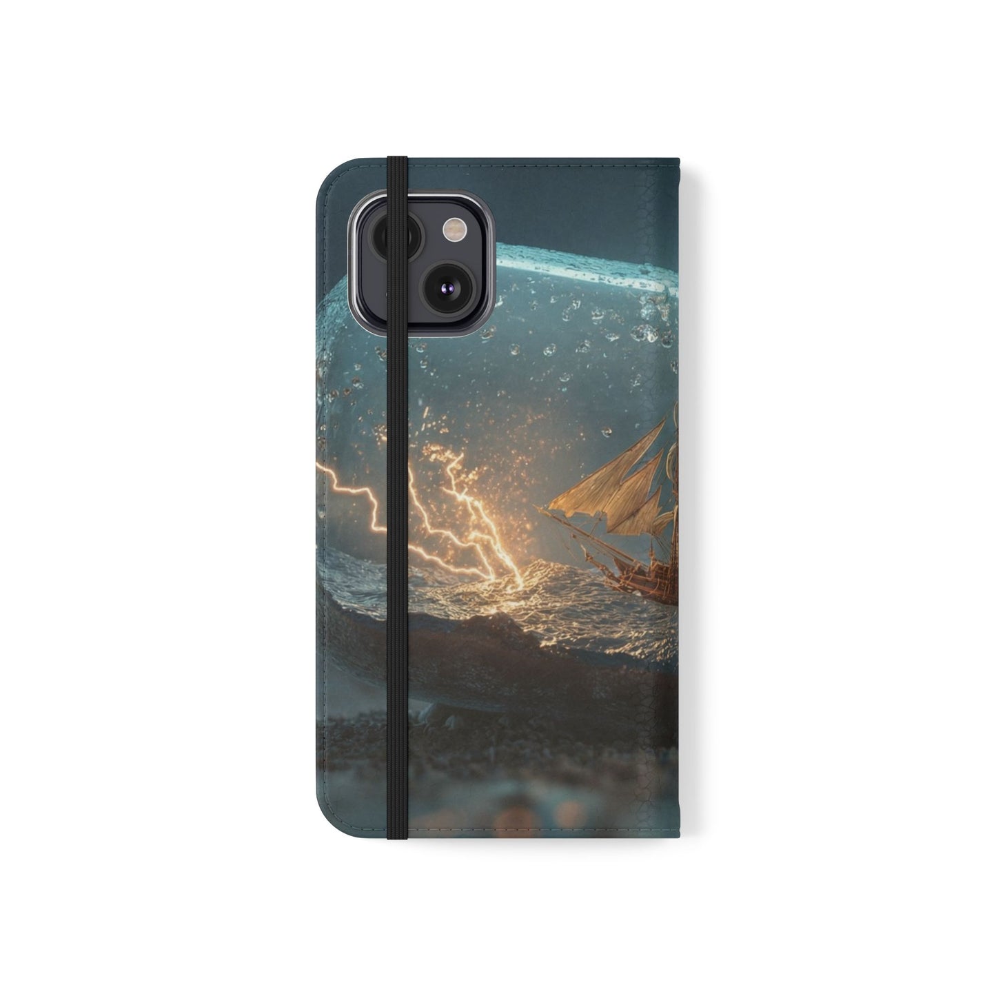 Storm-Struck Galleon Flip Cases – Lightning Inside Glass Bottle