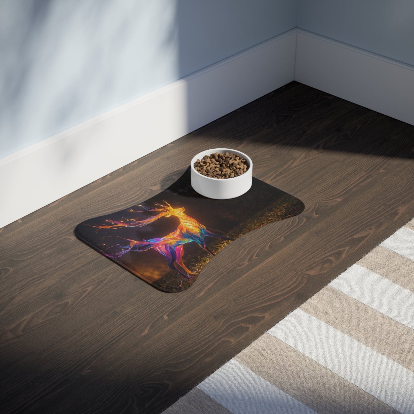 Chromatic Stag Pet Feeding Mats – Electric Forest Glow