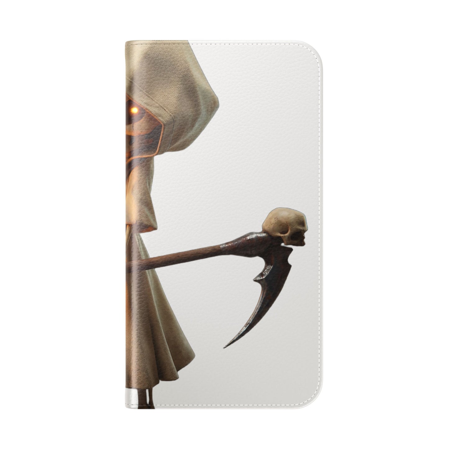 Lantern-Bearing Sentinel Flip Cases – Hooded Guardian with Scythe and Warm Glow