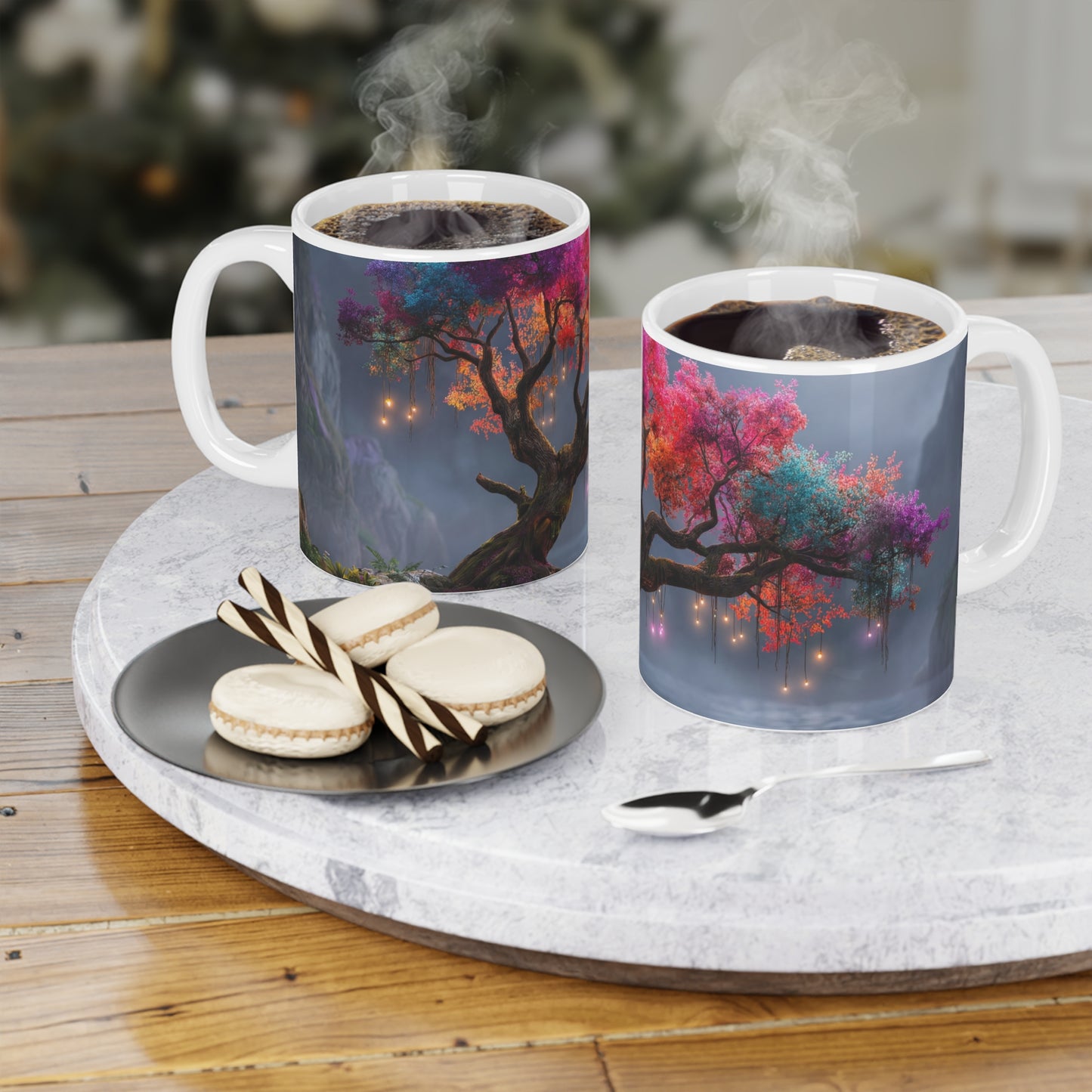 Chromatic Dream Tree Ceramic Mugs (11oz\15oz\20oz) – Moonlit Spectrum Sentinel