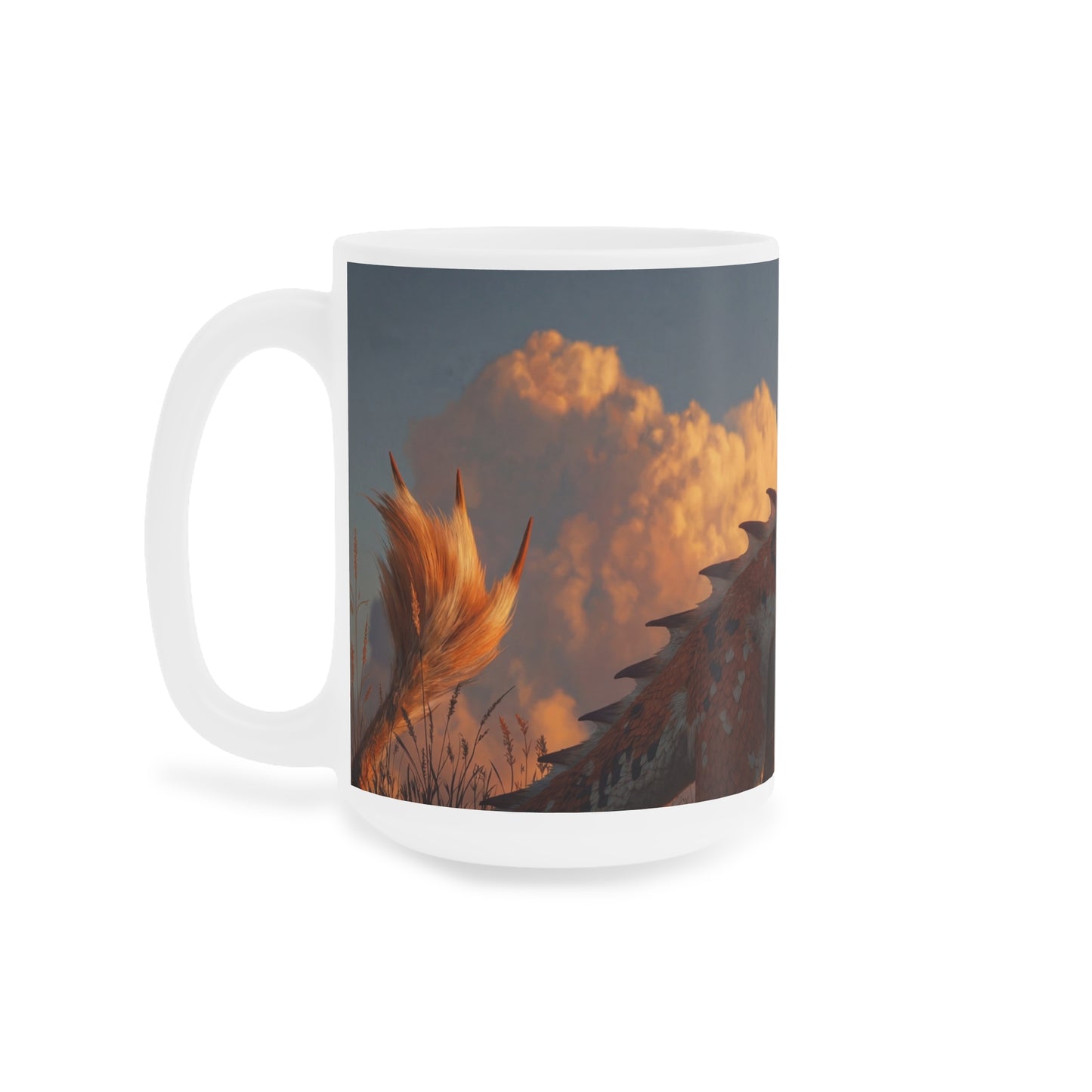 Sunset Dragon Ceramic Mugs (11oz\15oz\20oz) – Warm Glow Guardian