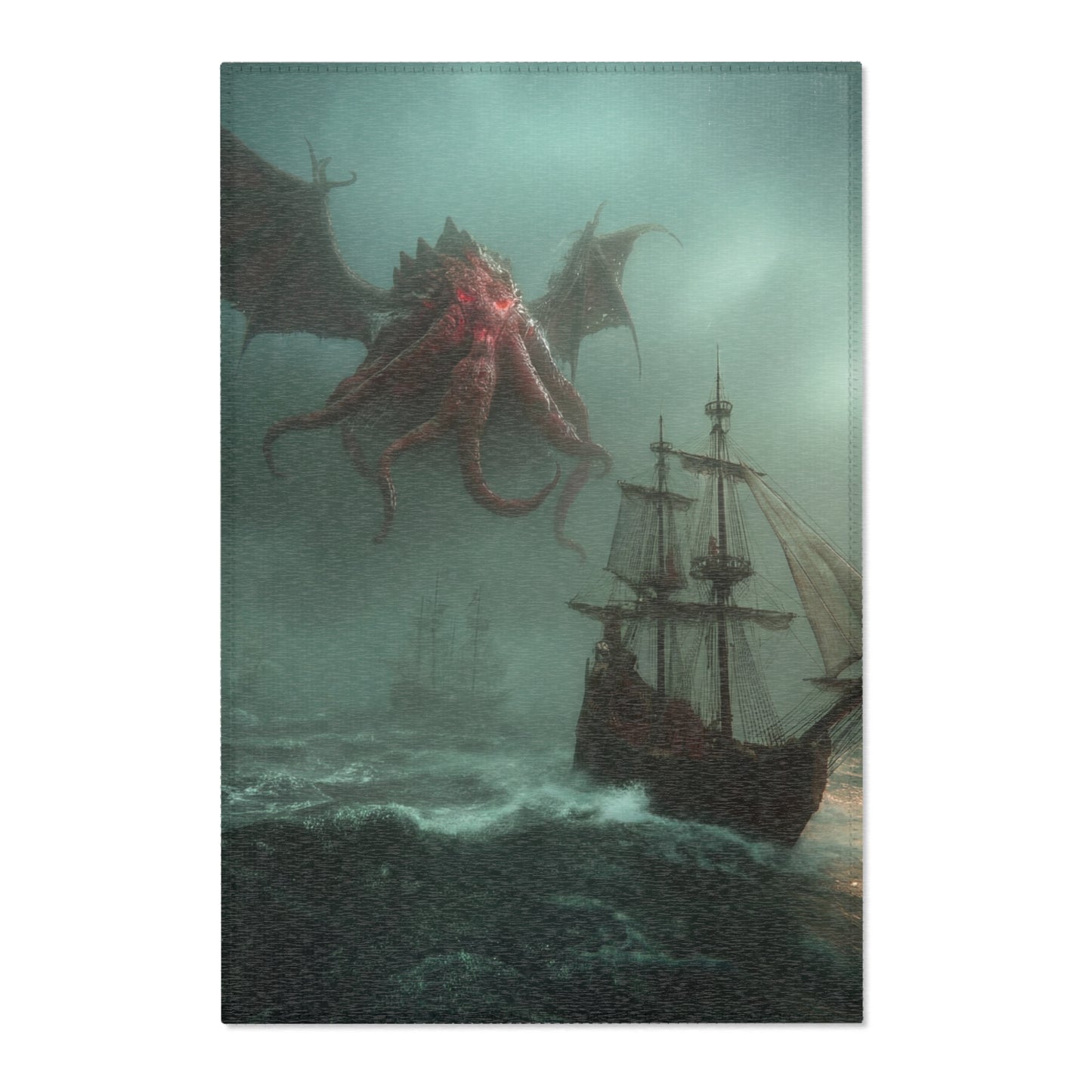 Leviathan’s Wrath Area Rug – Storm-Tossed Galleon Under Crimson Skies