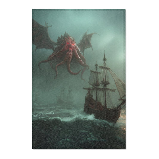 Leviathan’s Wrath Area Rug – Storm-Tossed Galleon Under Crimson Skies