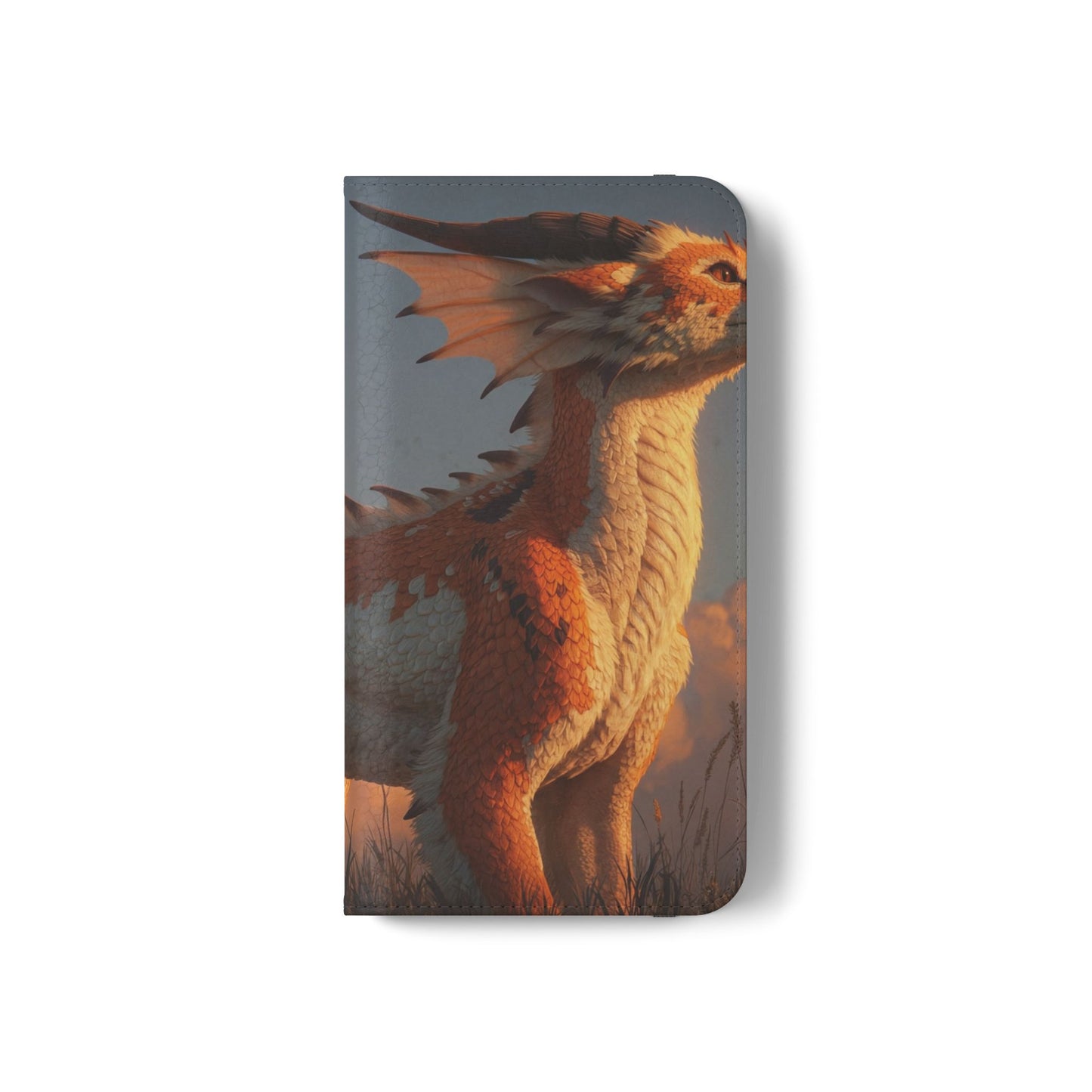 Gilded Dragon Flip Cases – Amber Sunset Guardian