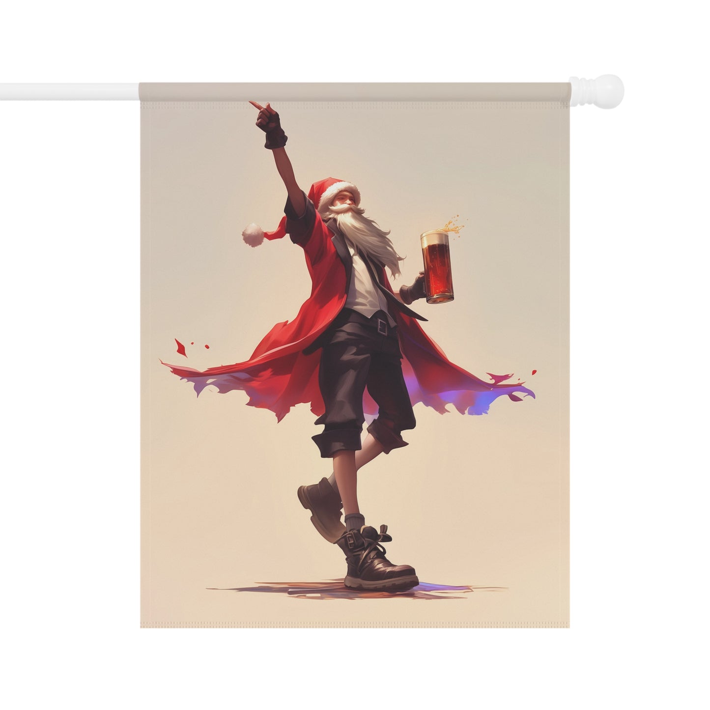 Dancing Santa with Beer - Art Print