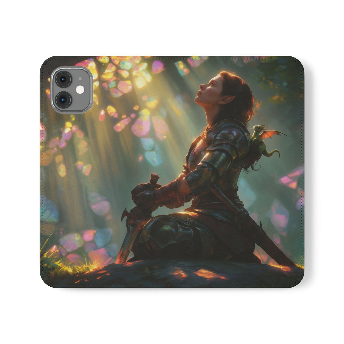 Crystal Grove Sentinel Flip Cases – Iridescent Forest Dawn Guardian