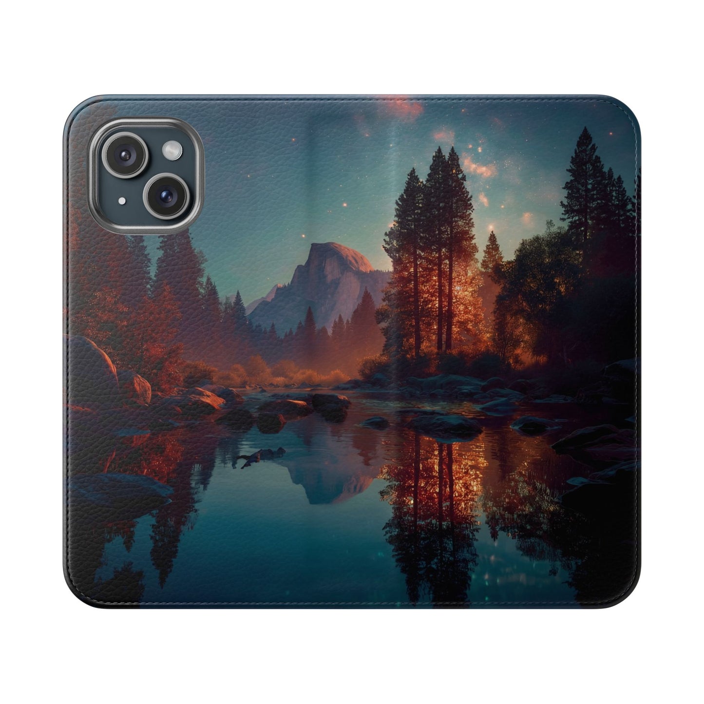 Starlit Valley Flip Cases – Twilight River and Half Dome Reflections