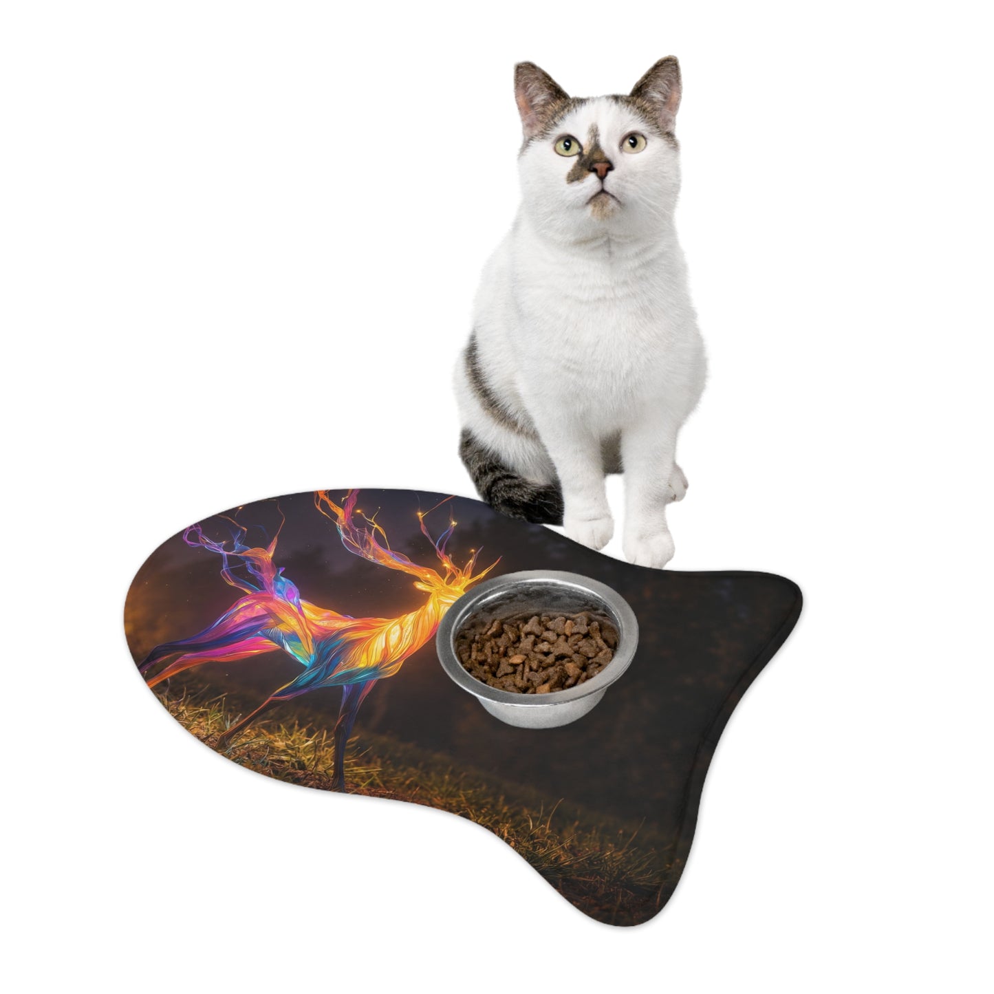 Chromatic Stag Pet Feeding Mats – Electric Forest Glow