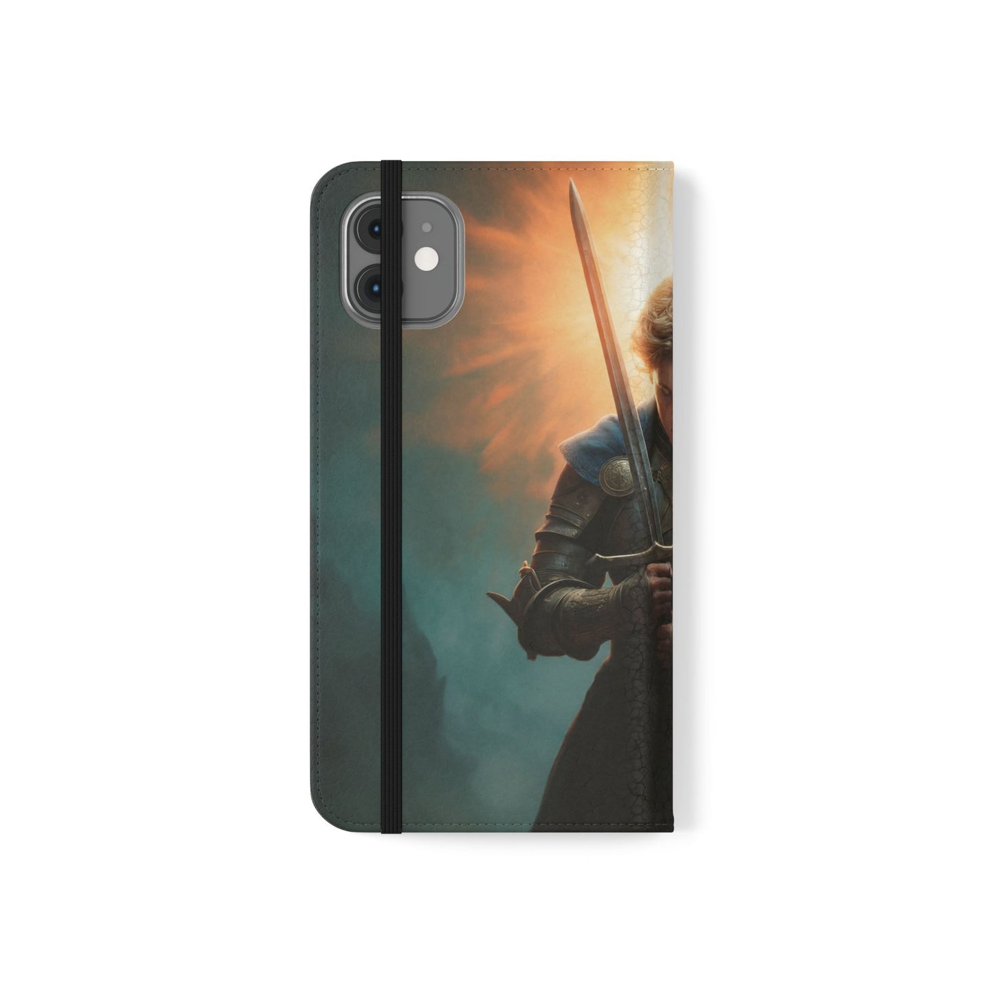 Dawn-Forged Knight Flip Cases – Radiant Armor Against Misty Skies