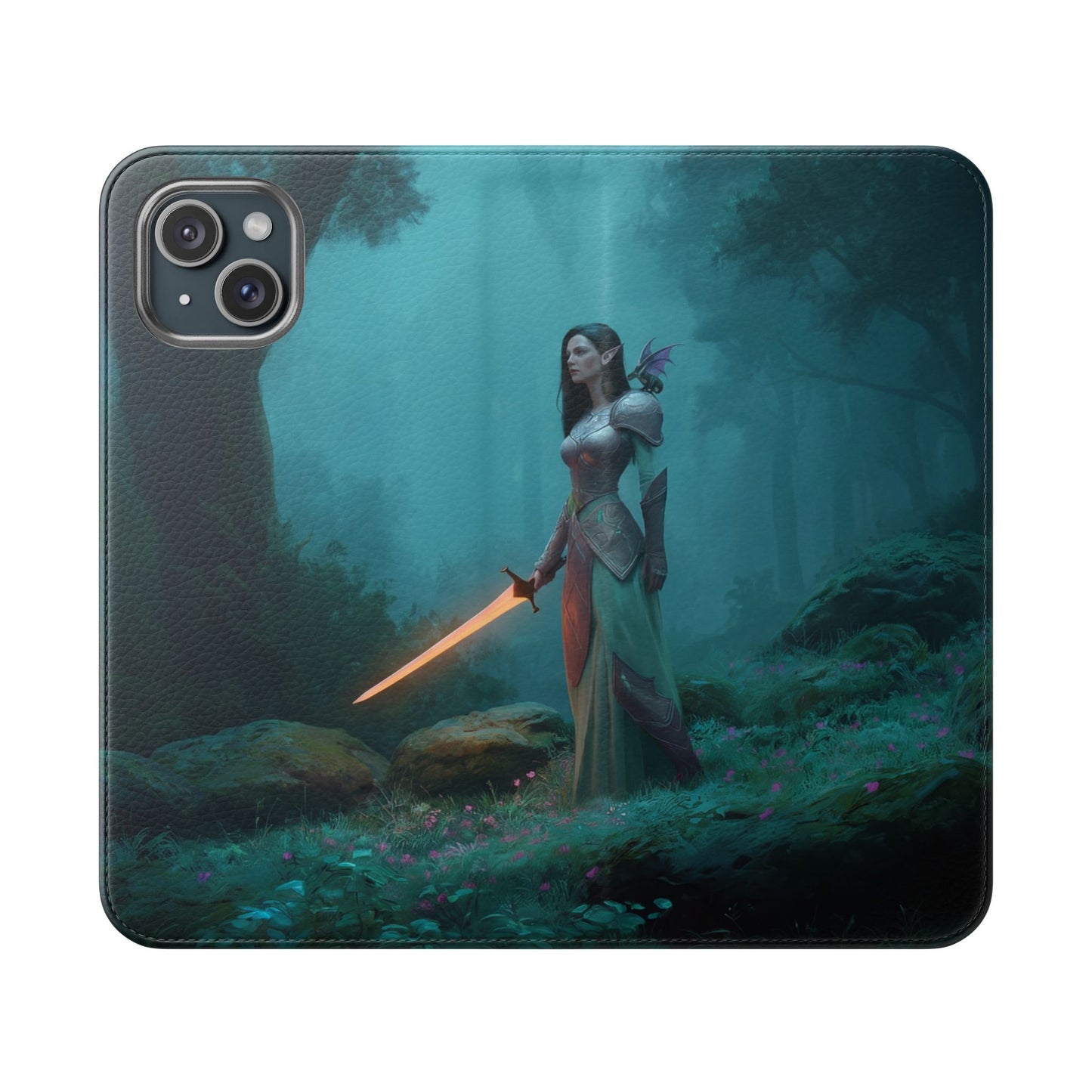 Forest Guardian Flip Cases – Elven Sentinel with Glowing Blade