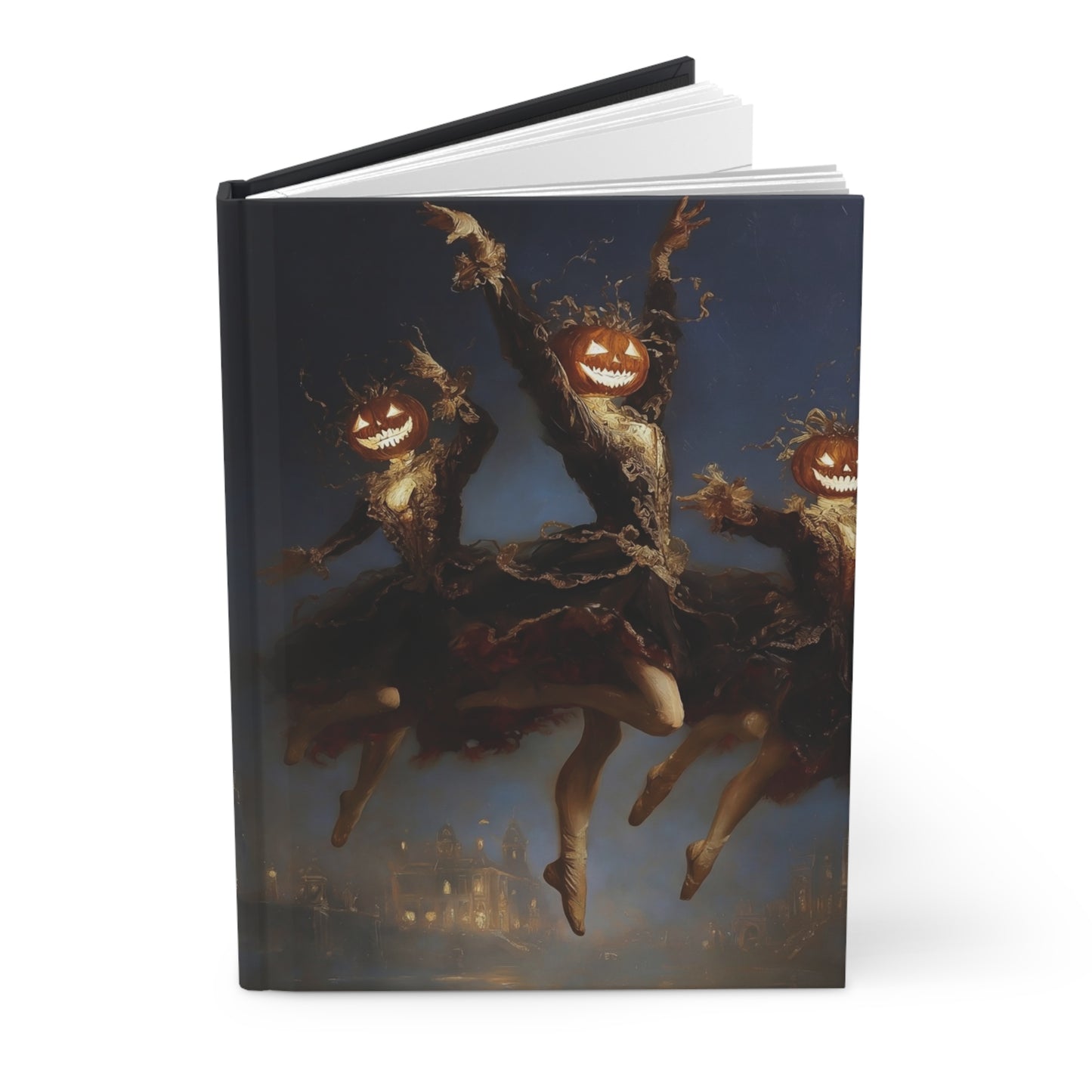 Dancing Pumpkin Spirits Hardcover Journal Matte – Midnight Ballet of Gilded Horror