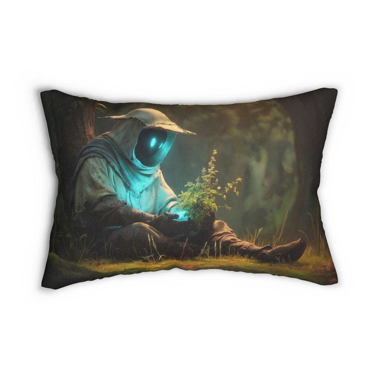 Forest Sentinel Lumbar Pillow – Gentle Glow Amidst Ancient Woods