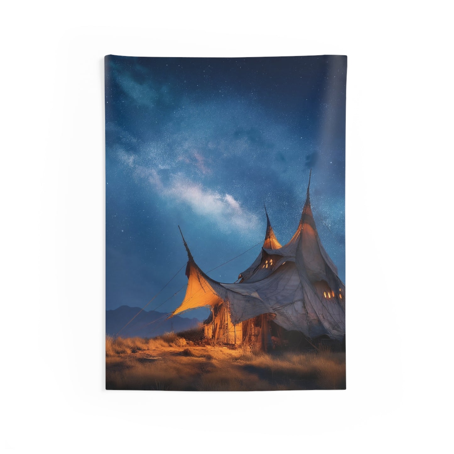 Starlit Nomad Tent Wall Tapestry – Milky Way Haven Under Open Skies