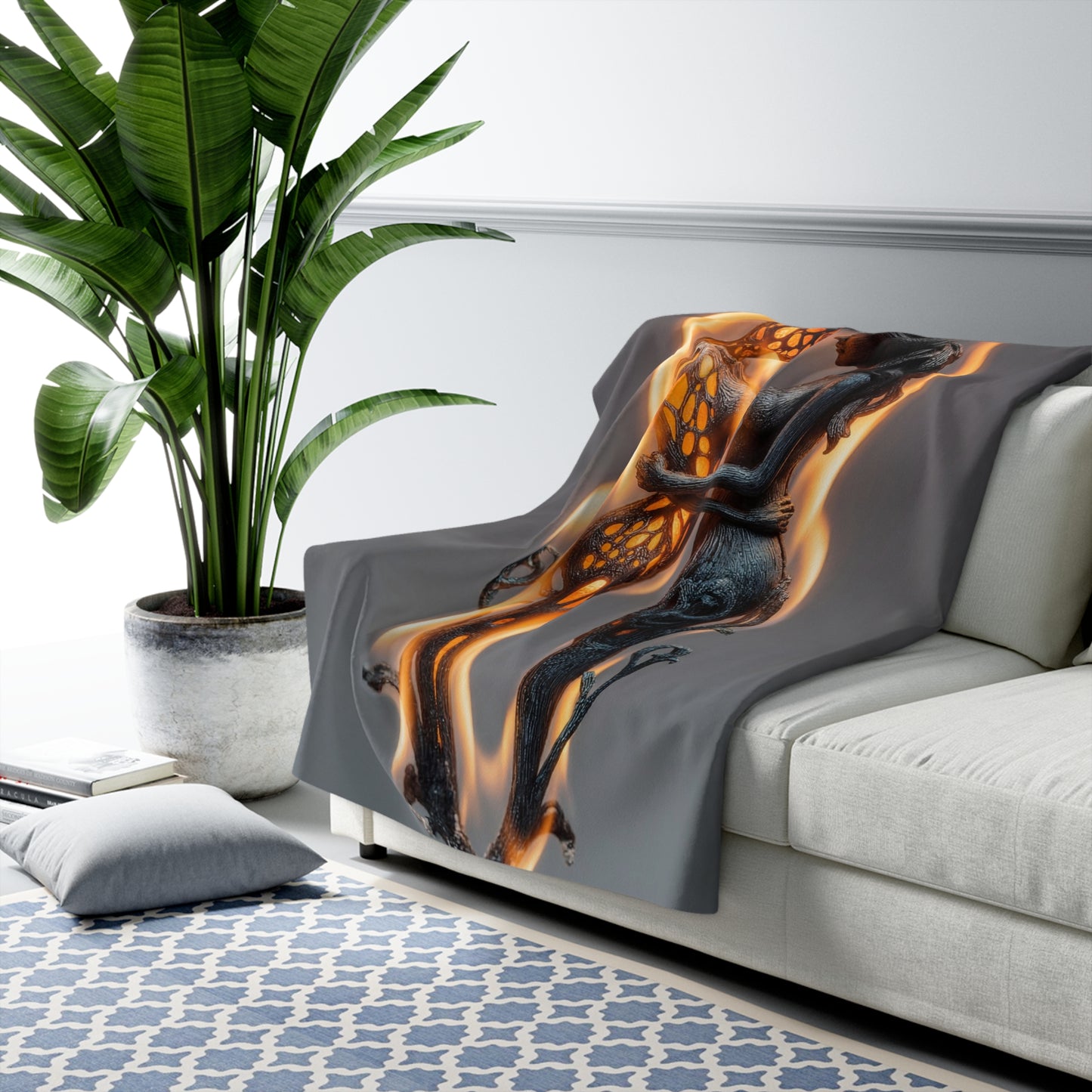 Flamebound Lovers Sherpa Fleece Blanket – Glow Through the Ember
