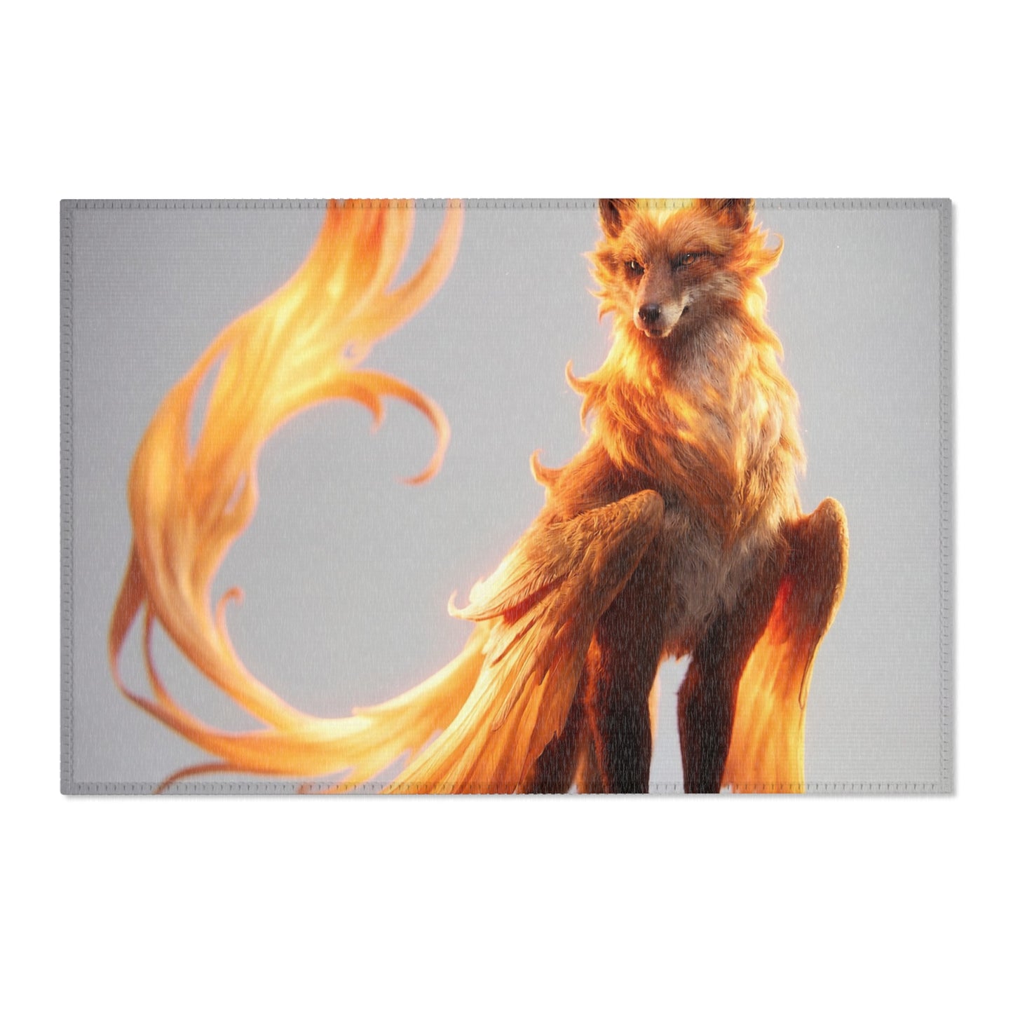 Phoenix Fox Area Rug – Amber Winged Flame Guardian