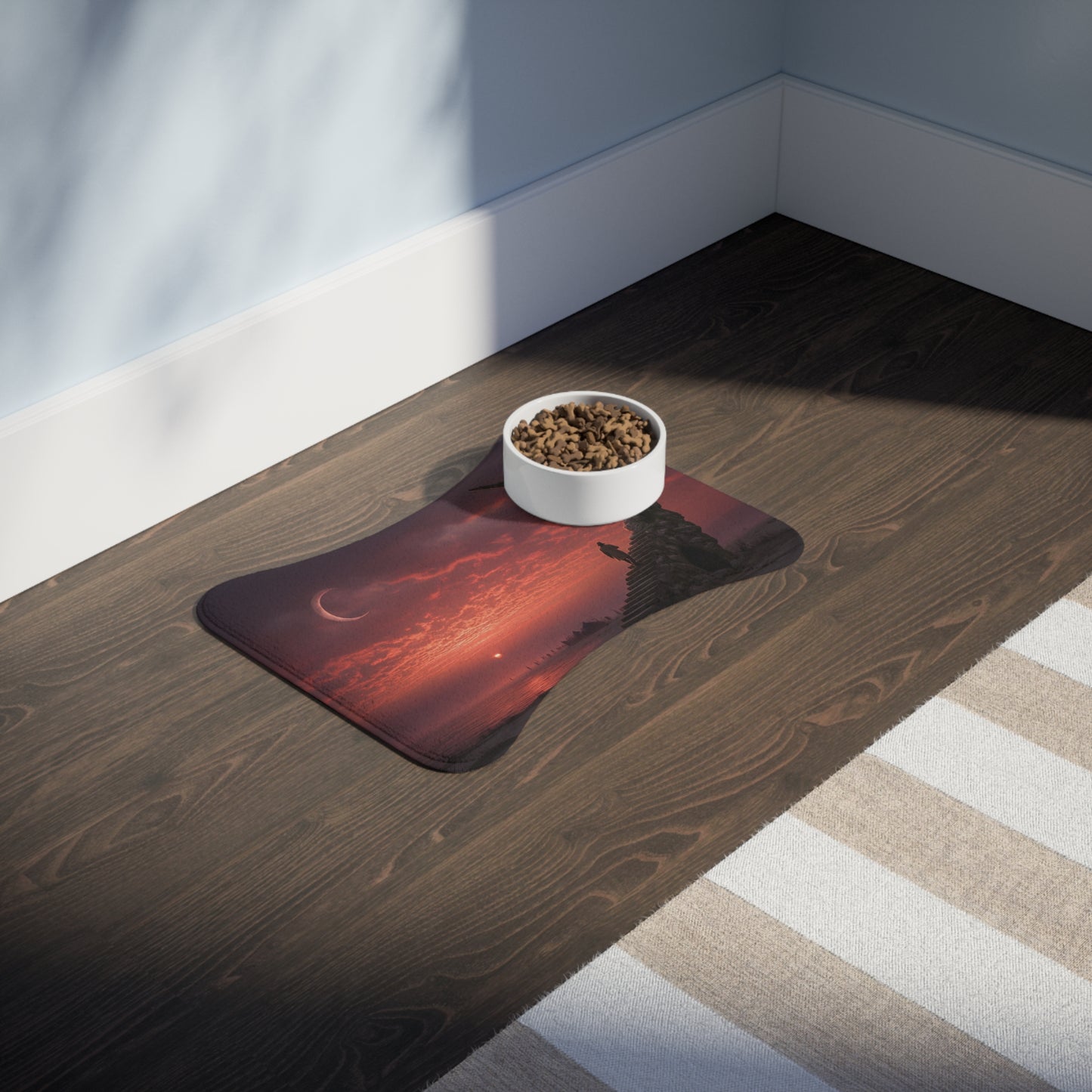 Twilight Staircase Pet Feeding Mats – Mossy Steps to the Horizon