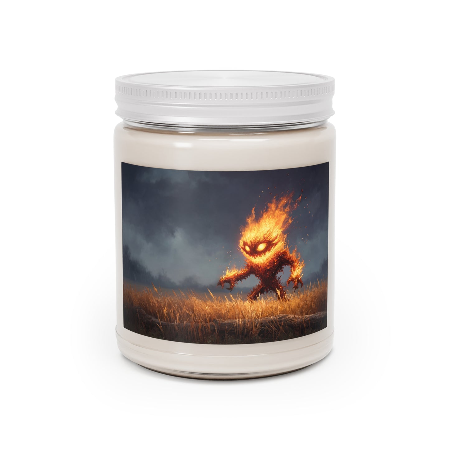 Fiery Guardian Scented Soy Candles with White Lid, 9oz – Embers of the Twilight Field