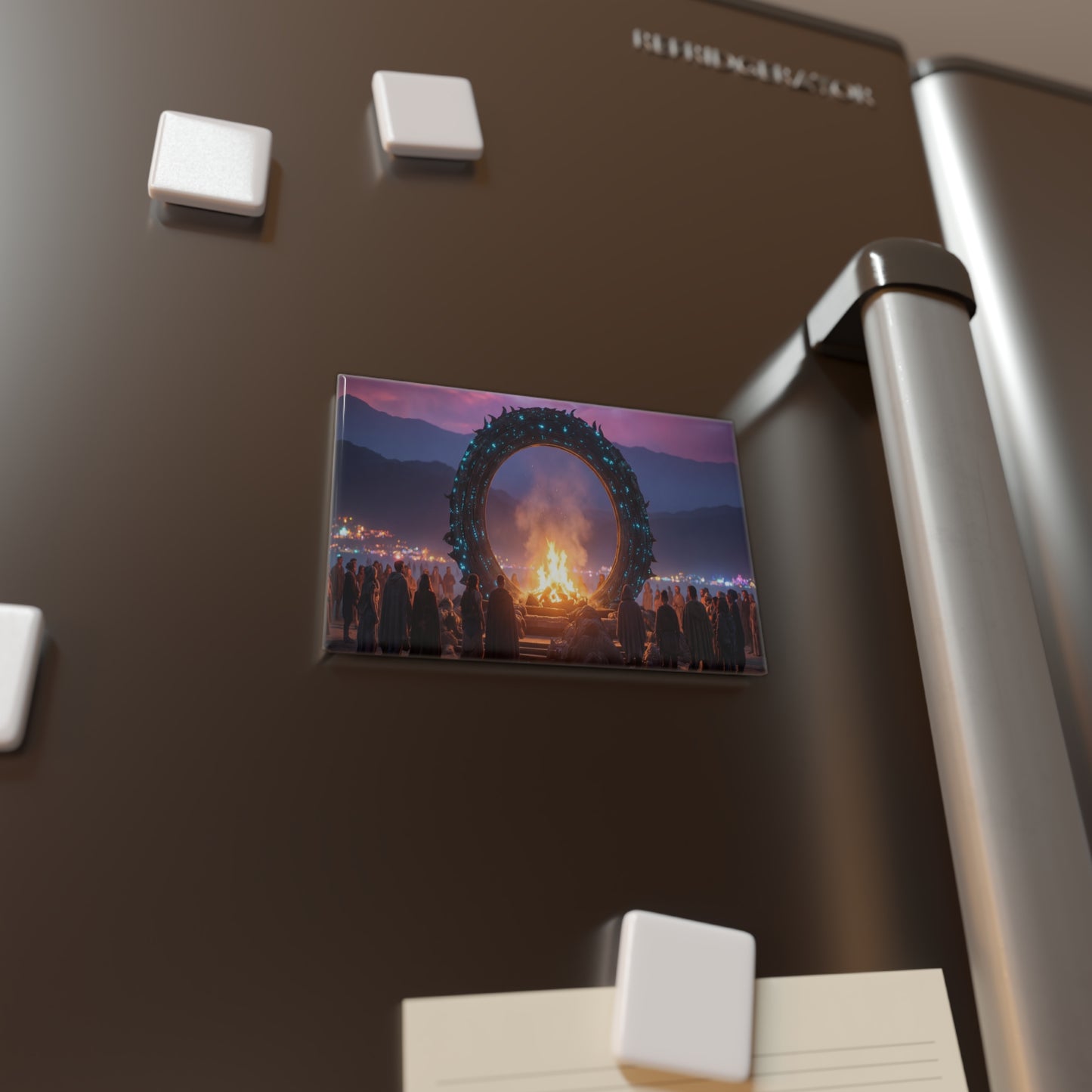 Celestial Portal Button Magnet, Rectangle (1 & 10 pcs) – Gathering at the Glowing Threshold