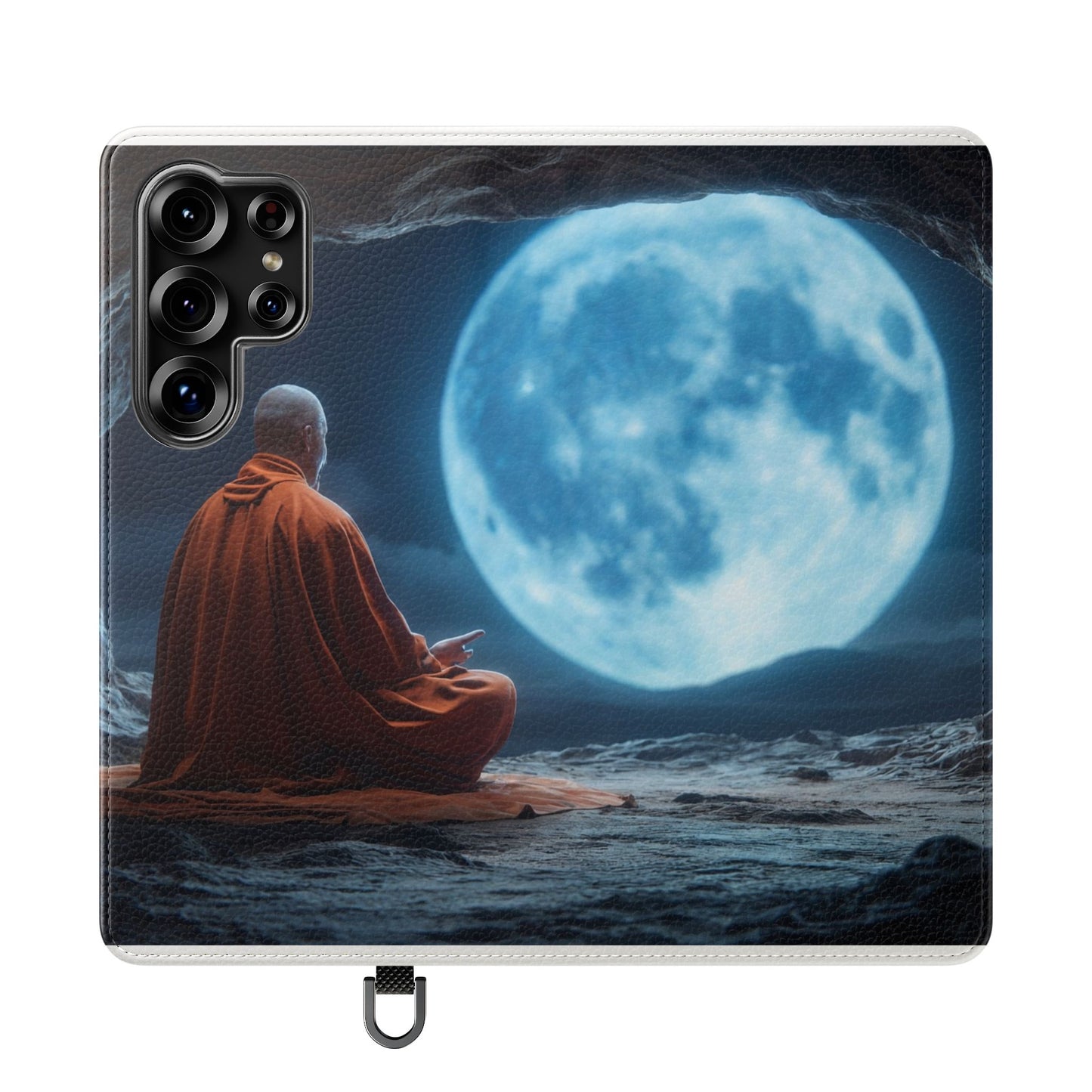 Lunar Meditation Flip Cases – Serene Monk Under Moonlight