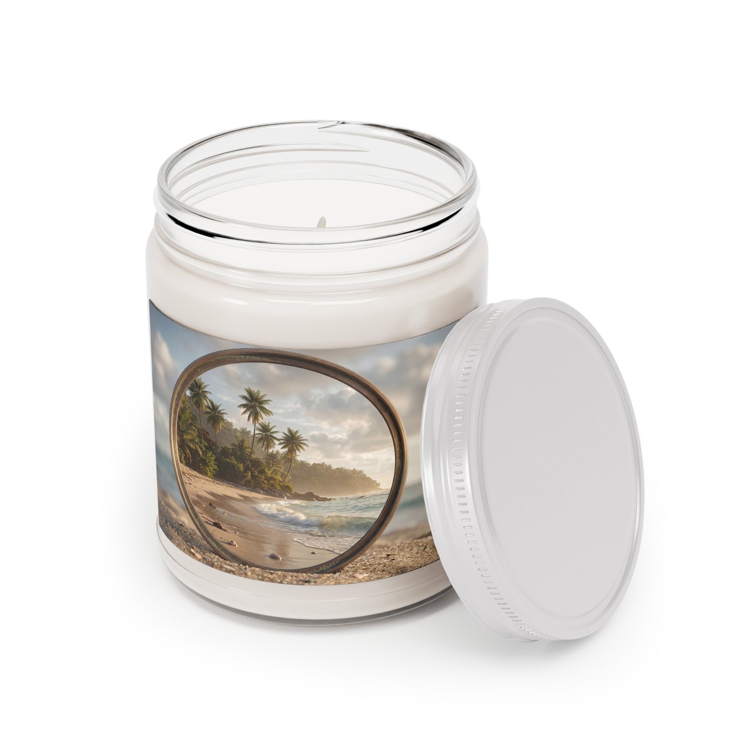 Coastal Mirage Scented Soy Candles with White Lid, 9oz – Sunlit Palm Portal
