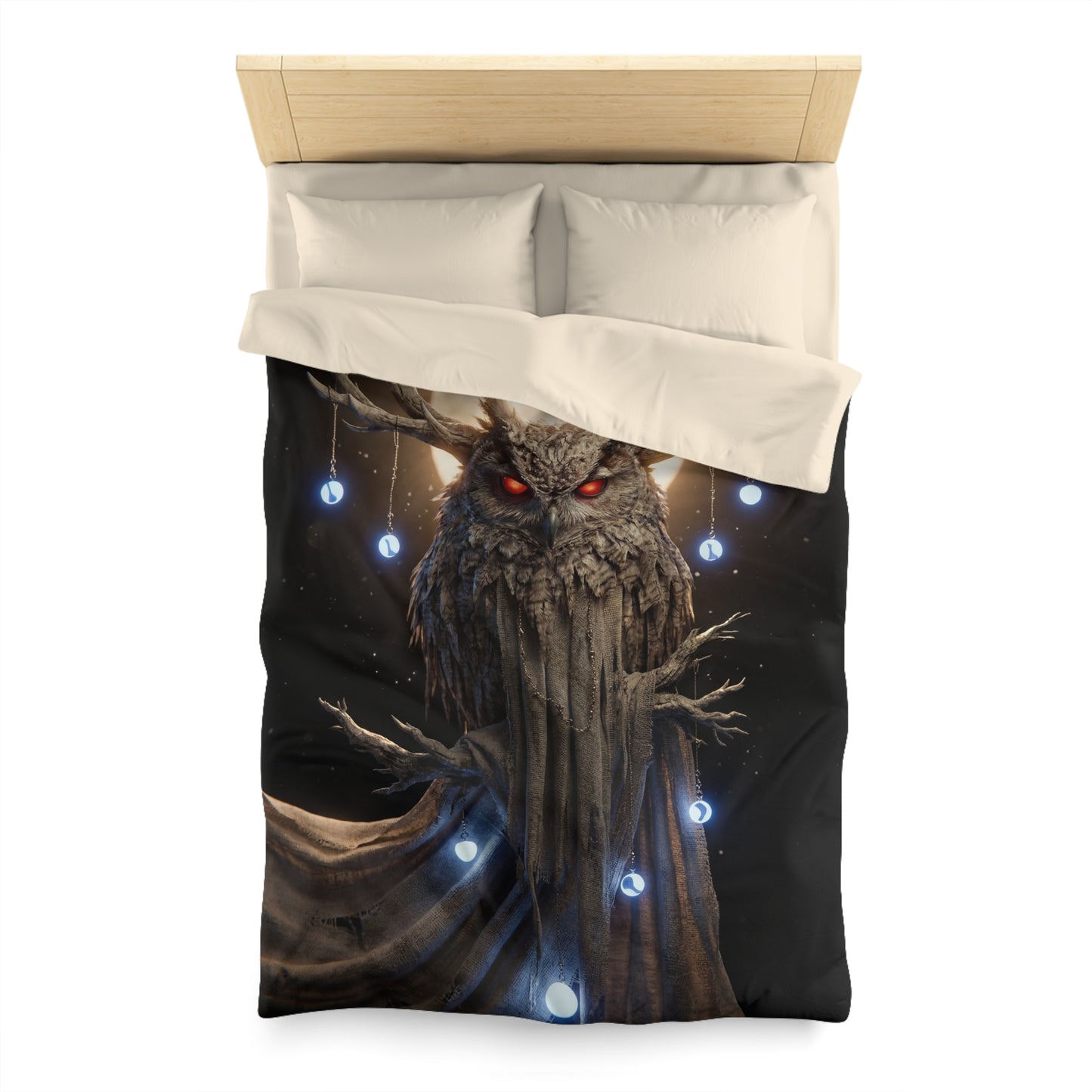 Moonlit Owl Sentinel Microfiber Duvet Cover – Watchful Wisdom Under Full Glow