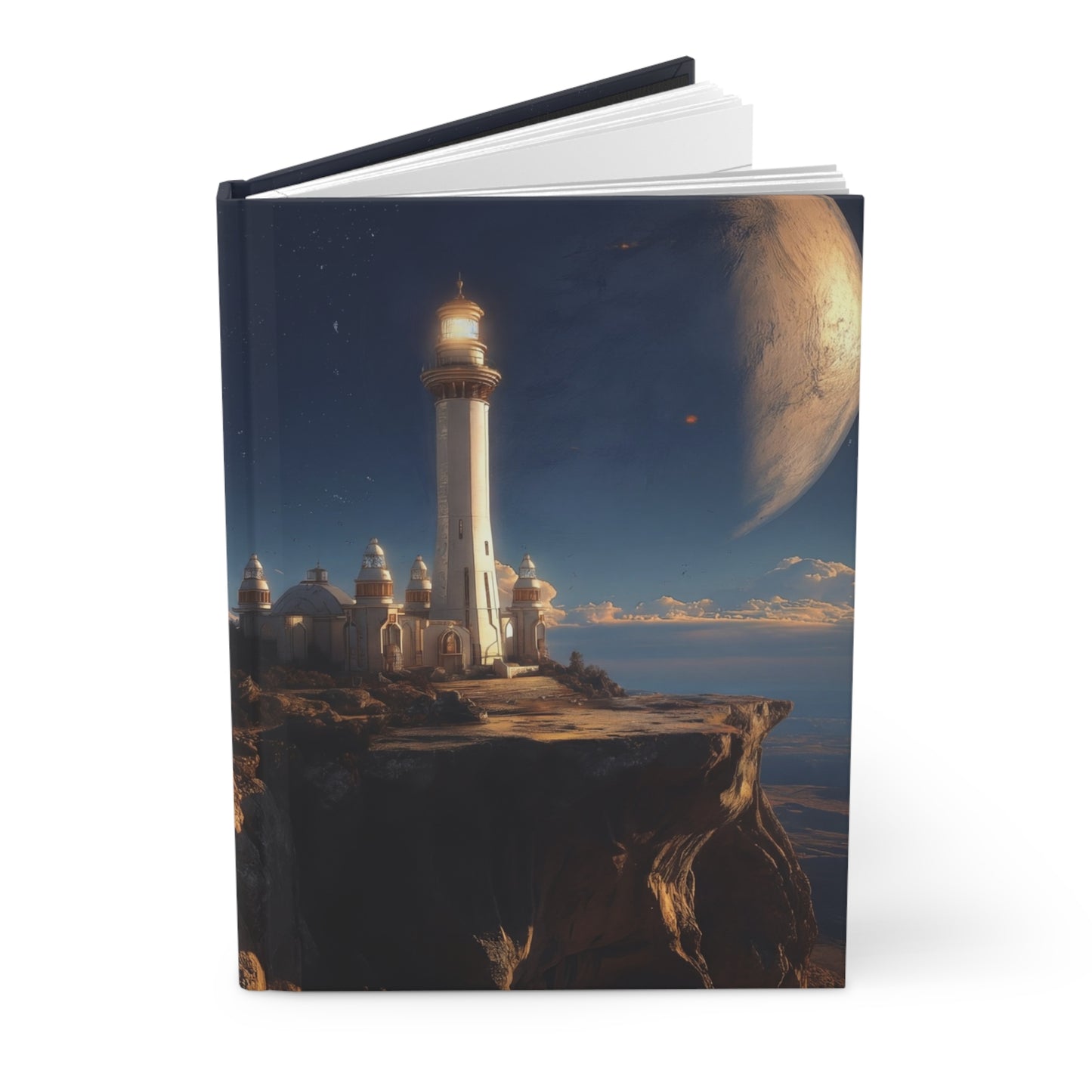 Luminous Lighthouse Hardcover Journal Matte – Guiding Light on Alien Skies