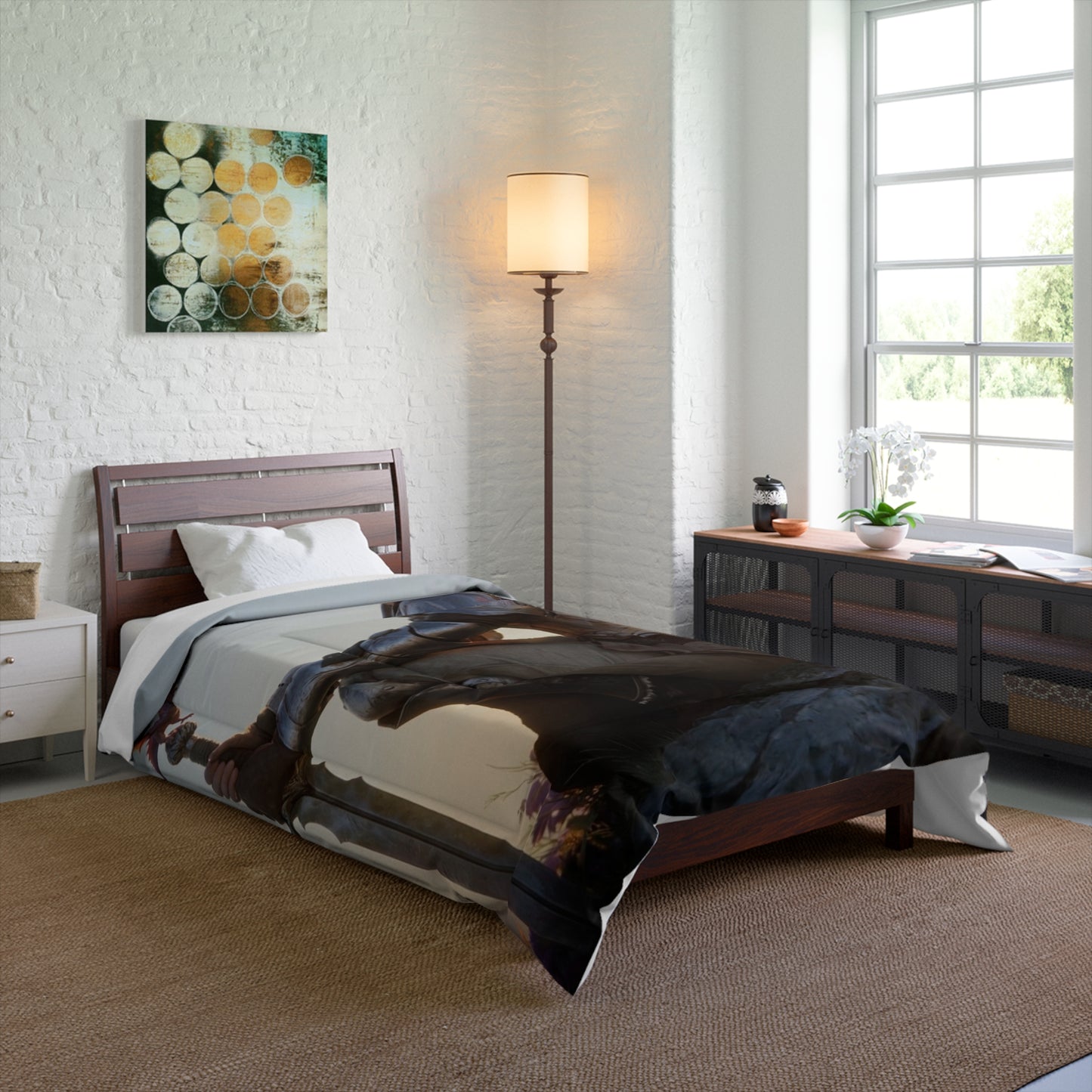 Dragonborne Sentinel Comforter – Sunset Peak Guardian Dreamscape