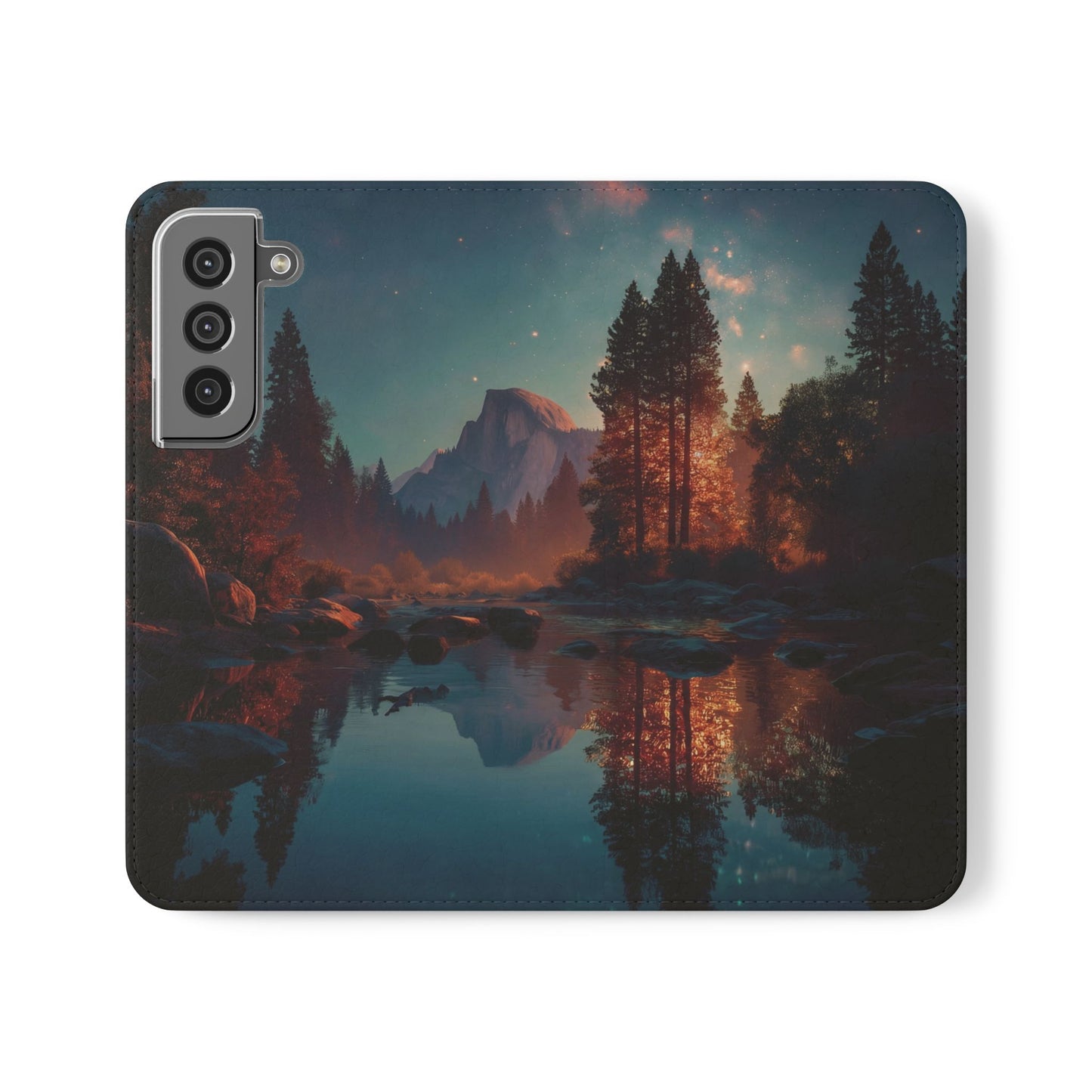 Starlit Valley Flip Cases – Twilight River and Half Dome Reflections