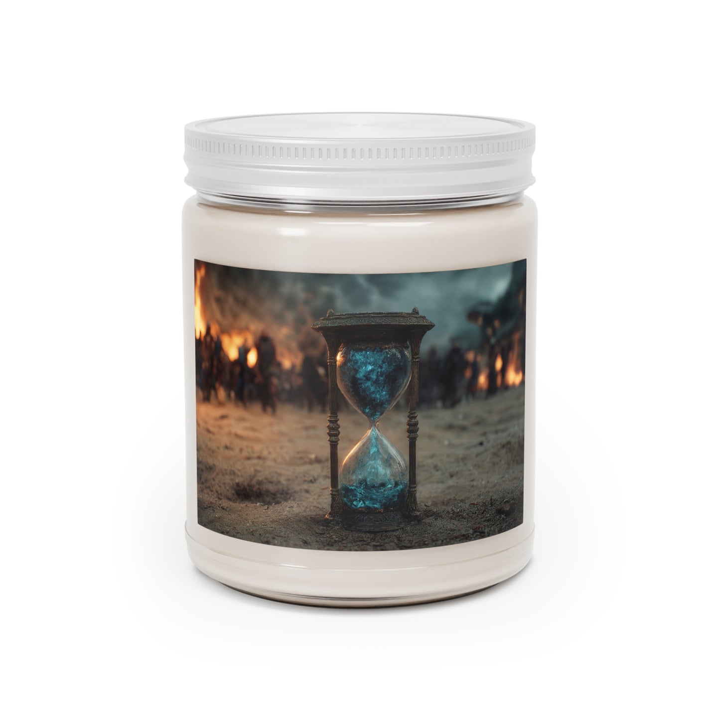 Hourglass of Twilight Scented Soy Candles with White Lid, 9oz – Blue Sands of a Fading Battle