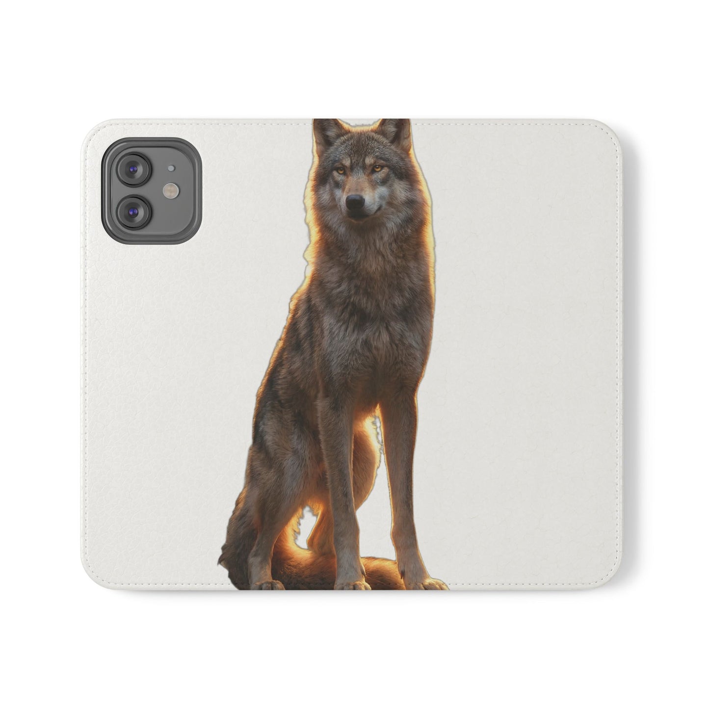 Sunlit Wolf Flip Cases – Golden Hour Sentinel Portrait