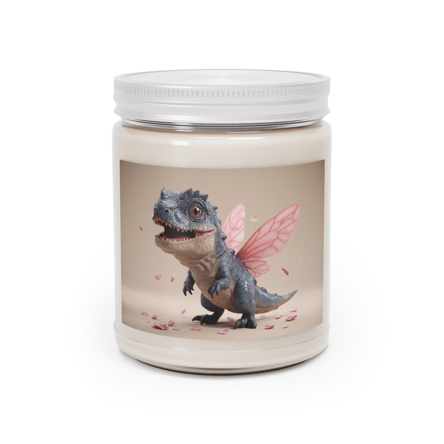 Fairy-Tailed Dinosaur Scented Soy Candles with White Lid, 9oz – Whimsical Bloom Encounter