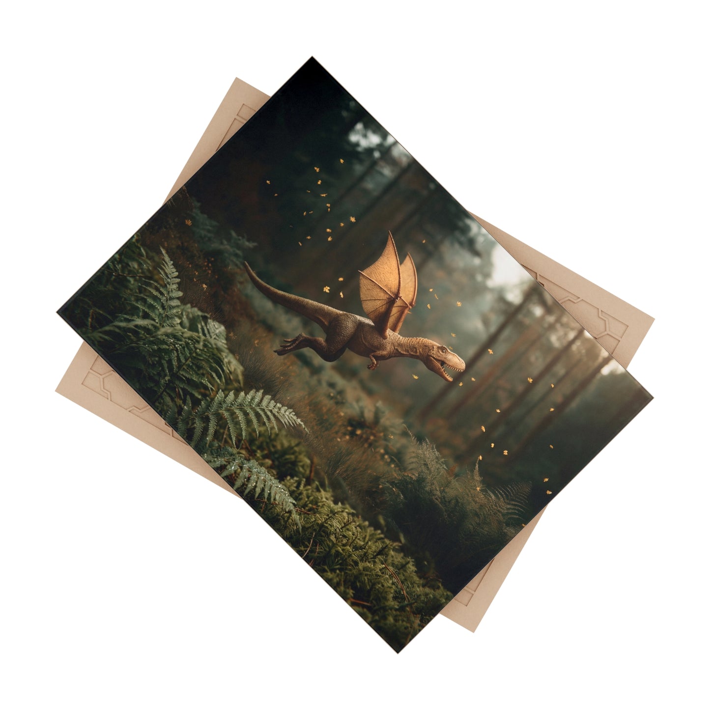 Winged Dinosaur Forest Tile – Sunlit Glade Soaring