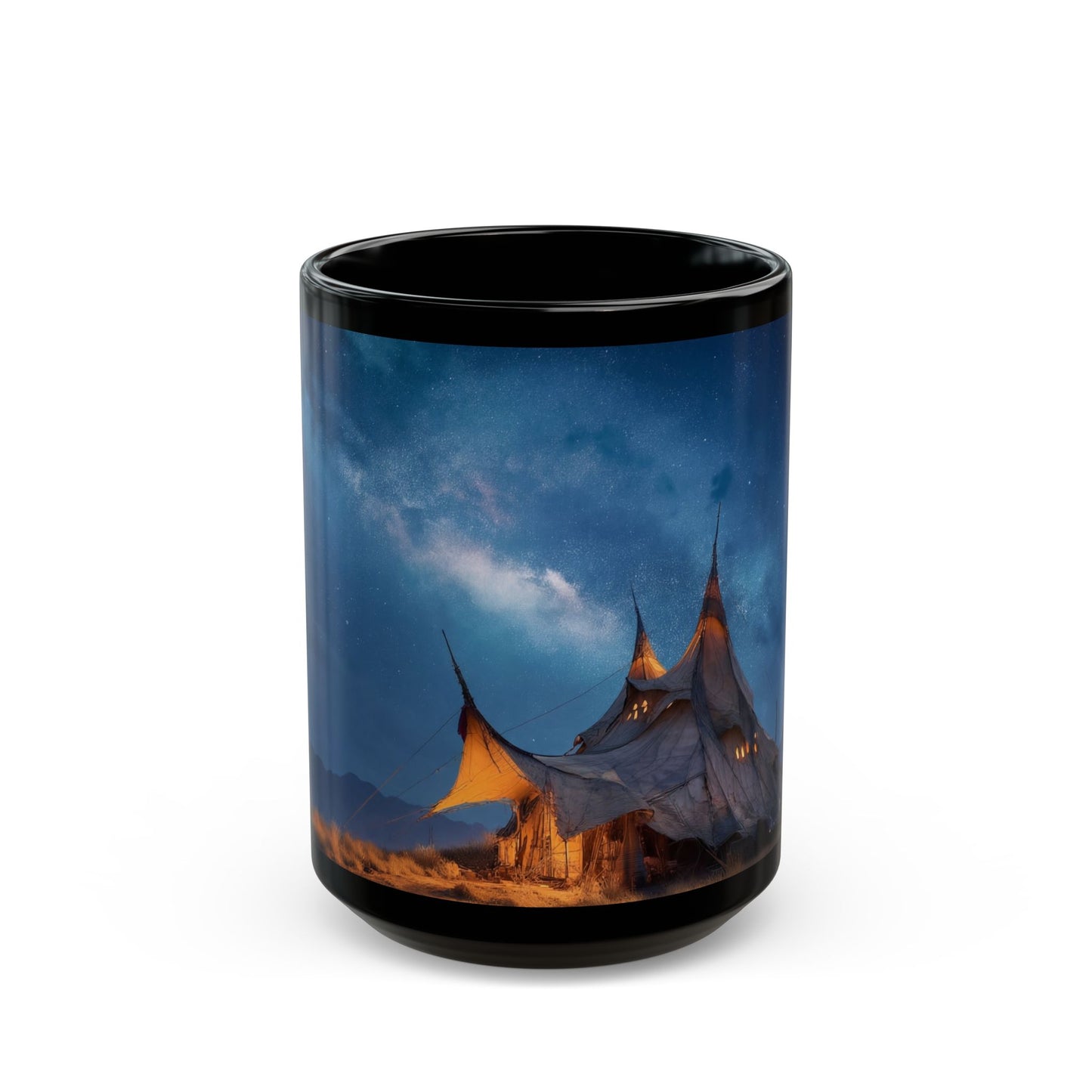 Starlit Nomad Tent Mug – Milky Way Over Desert Campfire