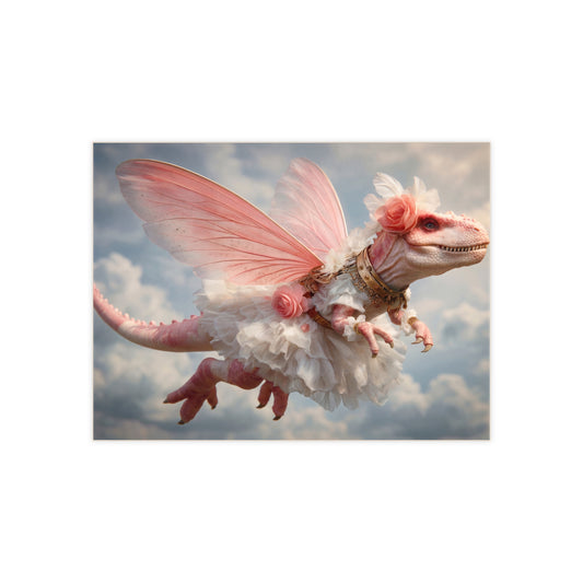 Pink Winged Dinosaur in Tutu Ceramic Photo Tile – Skyborne Ballerina of the Clouds