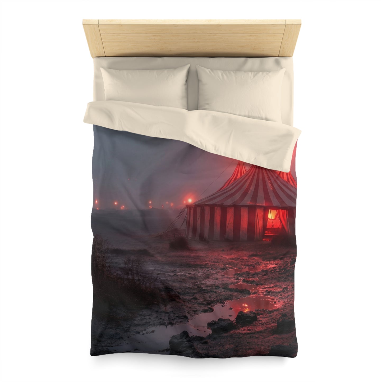 Crimson Carnival Tent Microfiber Duvet Cover – Whispers of the Fogbound Ring